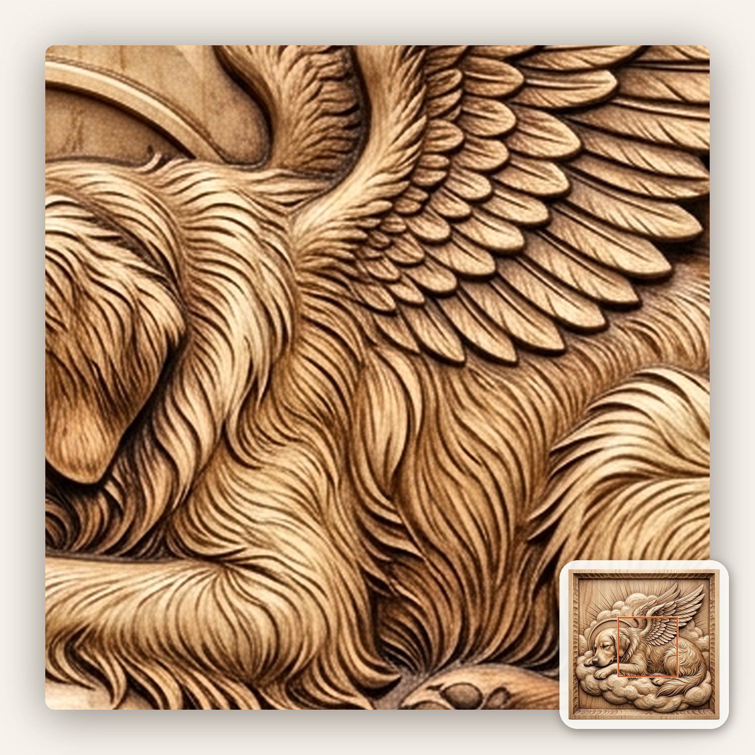 Golden Retriever Angel Memorial CNC Relief STL bas-relief STL — view 9