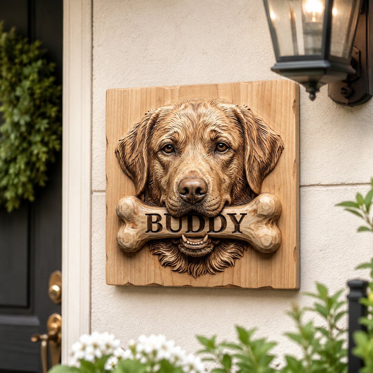 Golden Retriever Dog Bone Personalized Pet Art CNC Relief STL bas-relief STL — view 8