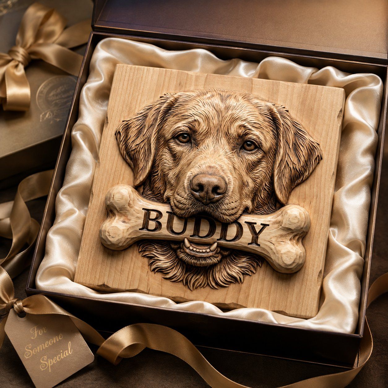 Golden Retriever Dog Bone Personalized Pet Art CNC Relief STL bas-relief STL — view 9