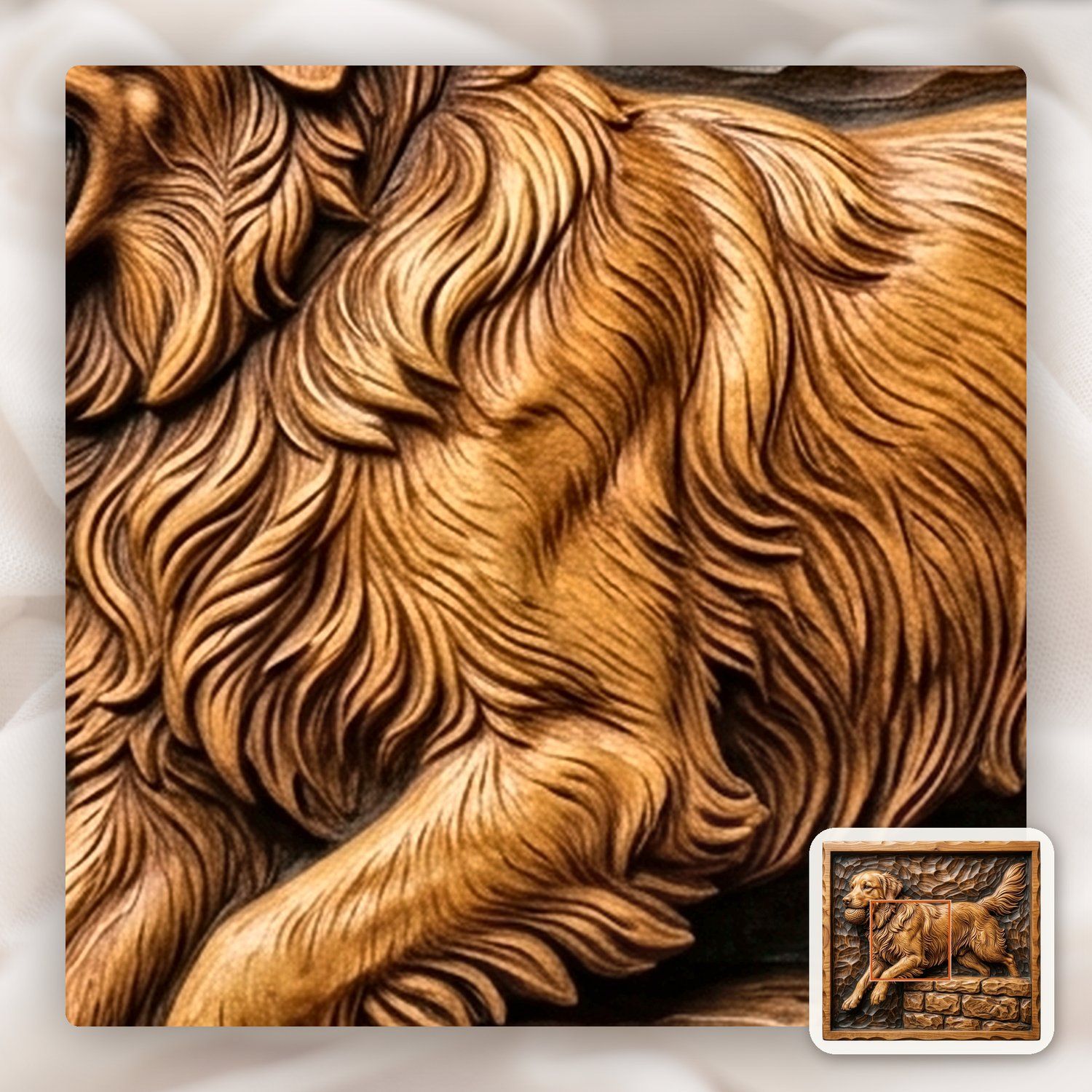 Golden Retriever Dog Running with Ball CNC Relief STL bas-relief STL — view 11