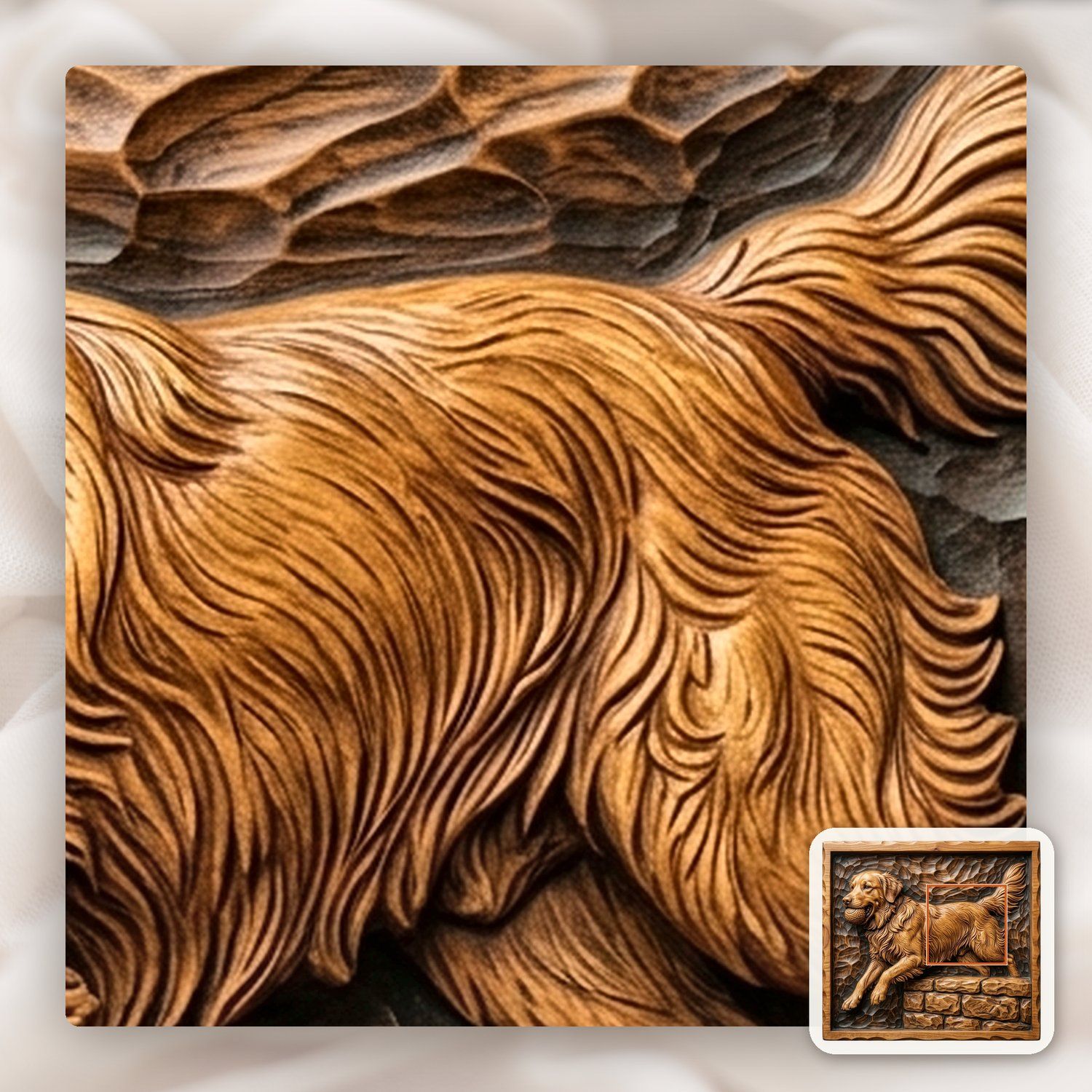 Golden Retriever Dog Running with Ball CNC Relief STL bas-relief STL — view 12