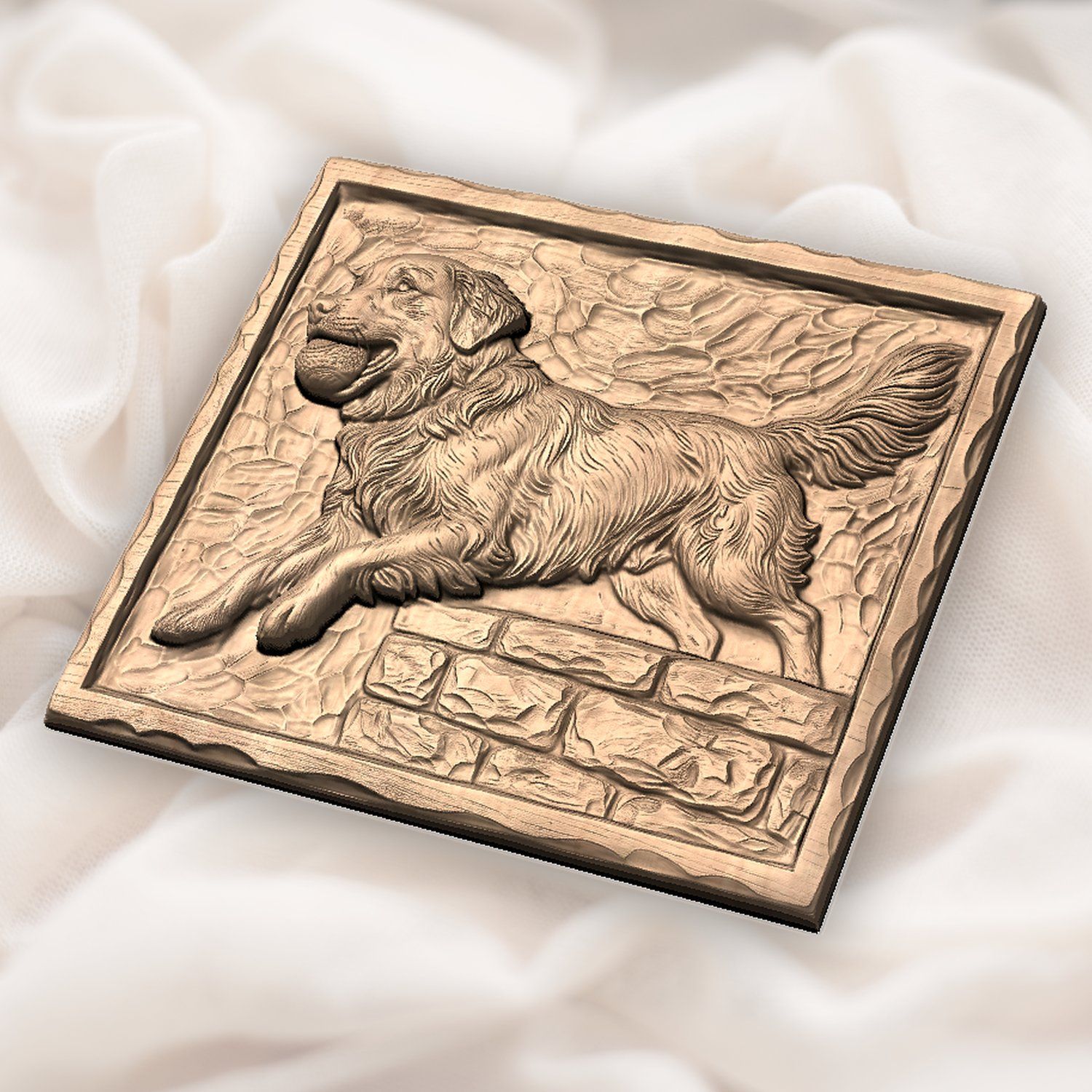 Golden Retriever Dog Running with Ball CNC Relief STL bas-relief STL — view 5