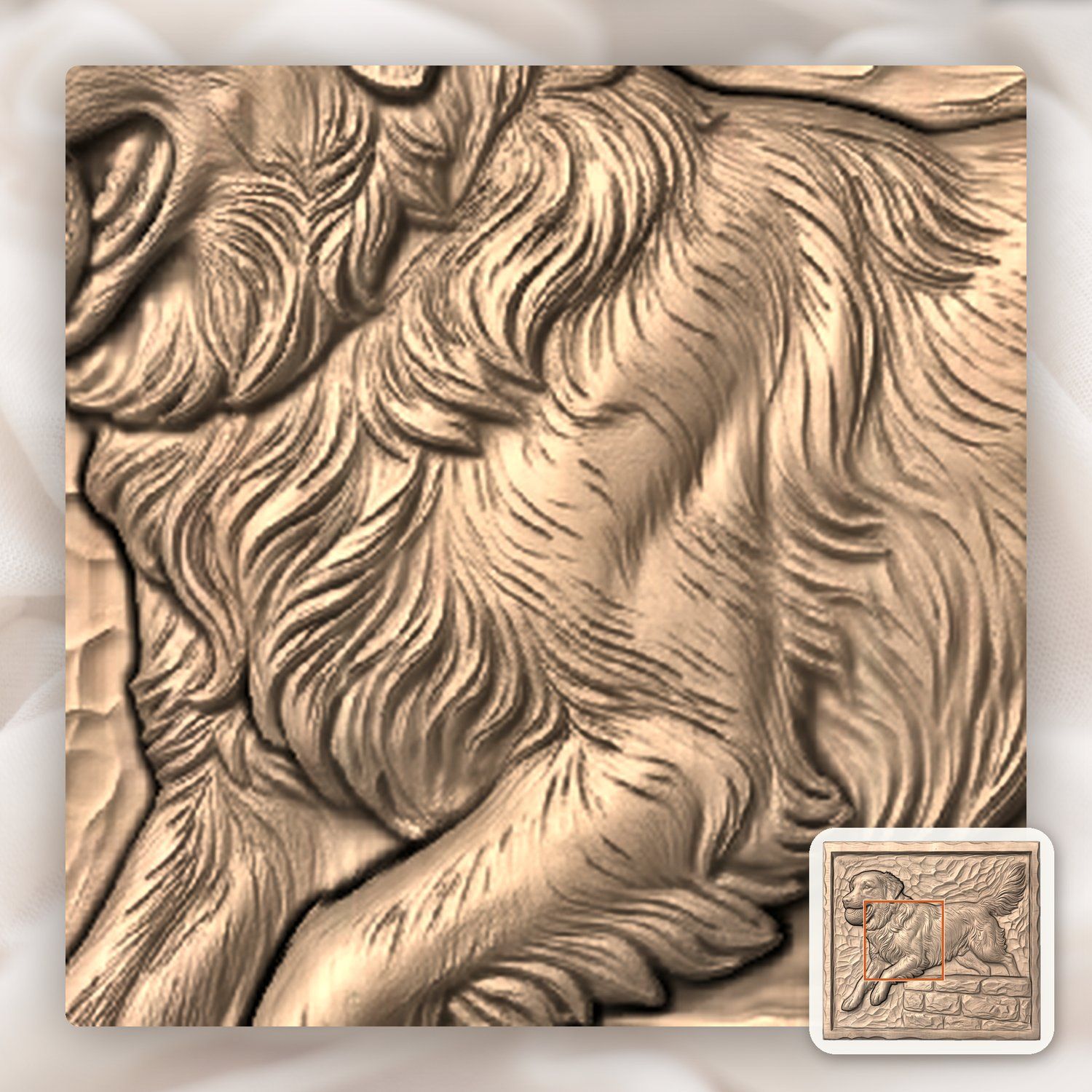 Golden Retriever Dog Running with Ball CNC Relief STL bas-relief STL — view 7