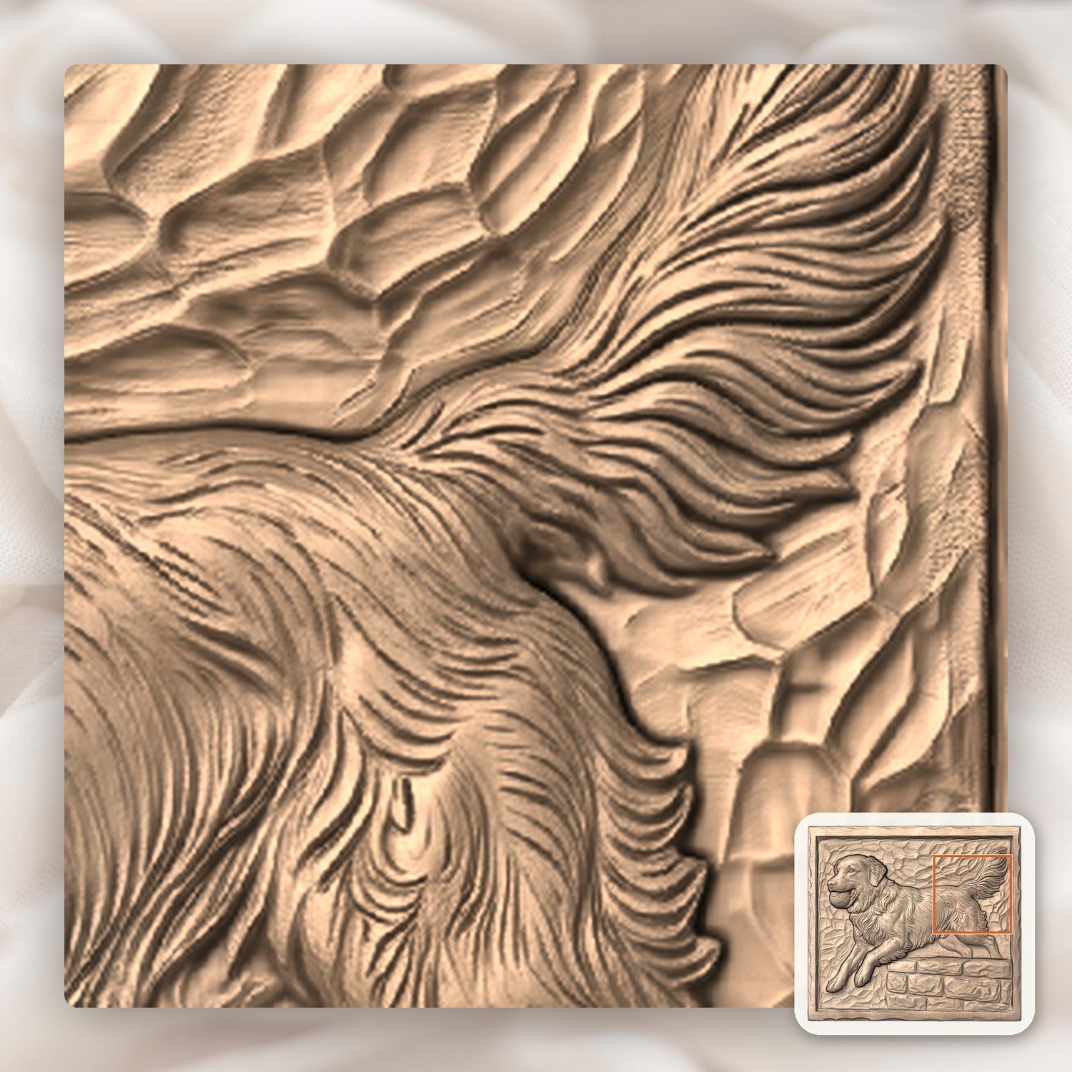 Golden Retriever Dog Running with Ball CNC Relief STL bas-relief STL — view 8
