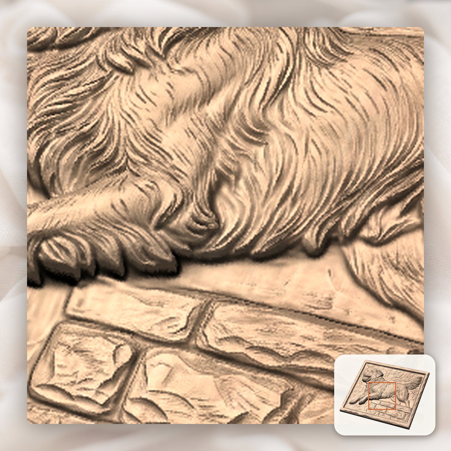 Golden Retriever Dog Running with Ball CNC Relief STL bas-relief STL — view 9