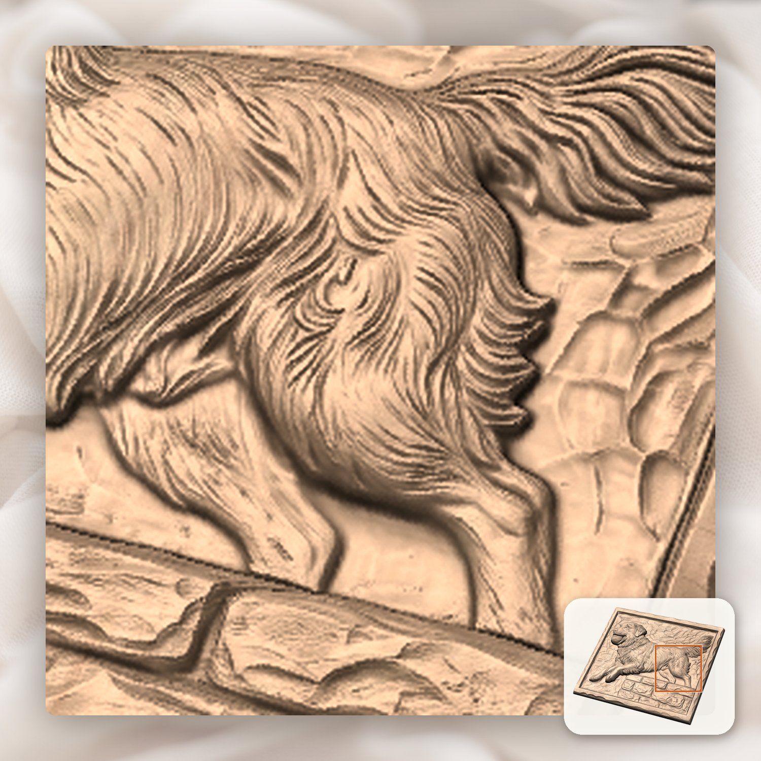 Golden Retriever Dog Running with Ball CNC Relief STL bas-relief STL — view 10