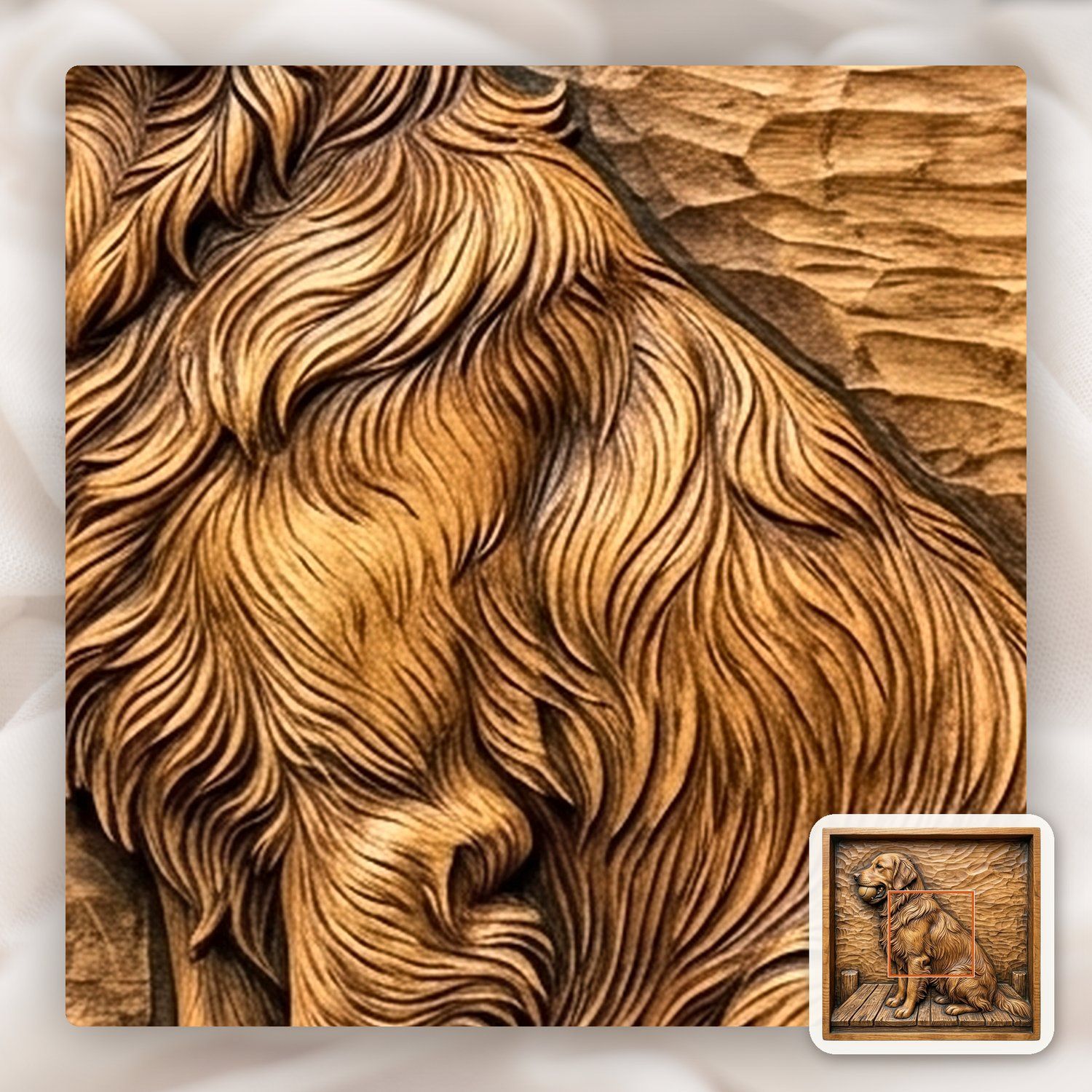 Golden Retriever Dog with Ball CNC Relief STL bas-relief STL — view 11