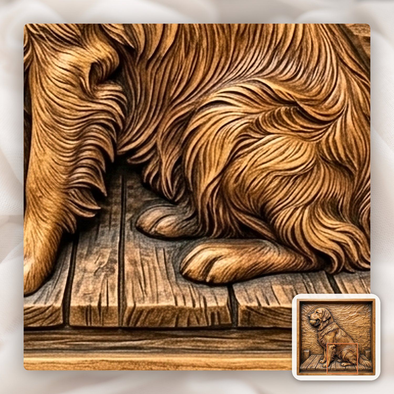 Golden Retriever Dog with Ball CNC Relief STL bas-relief STL — view 12