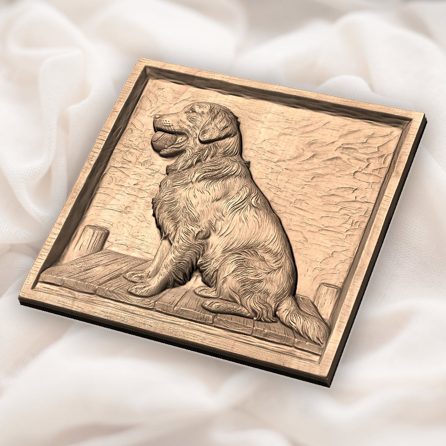 Golden Retriever Dog with Ball CNC Relief STL bas-relief STL — view 4