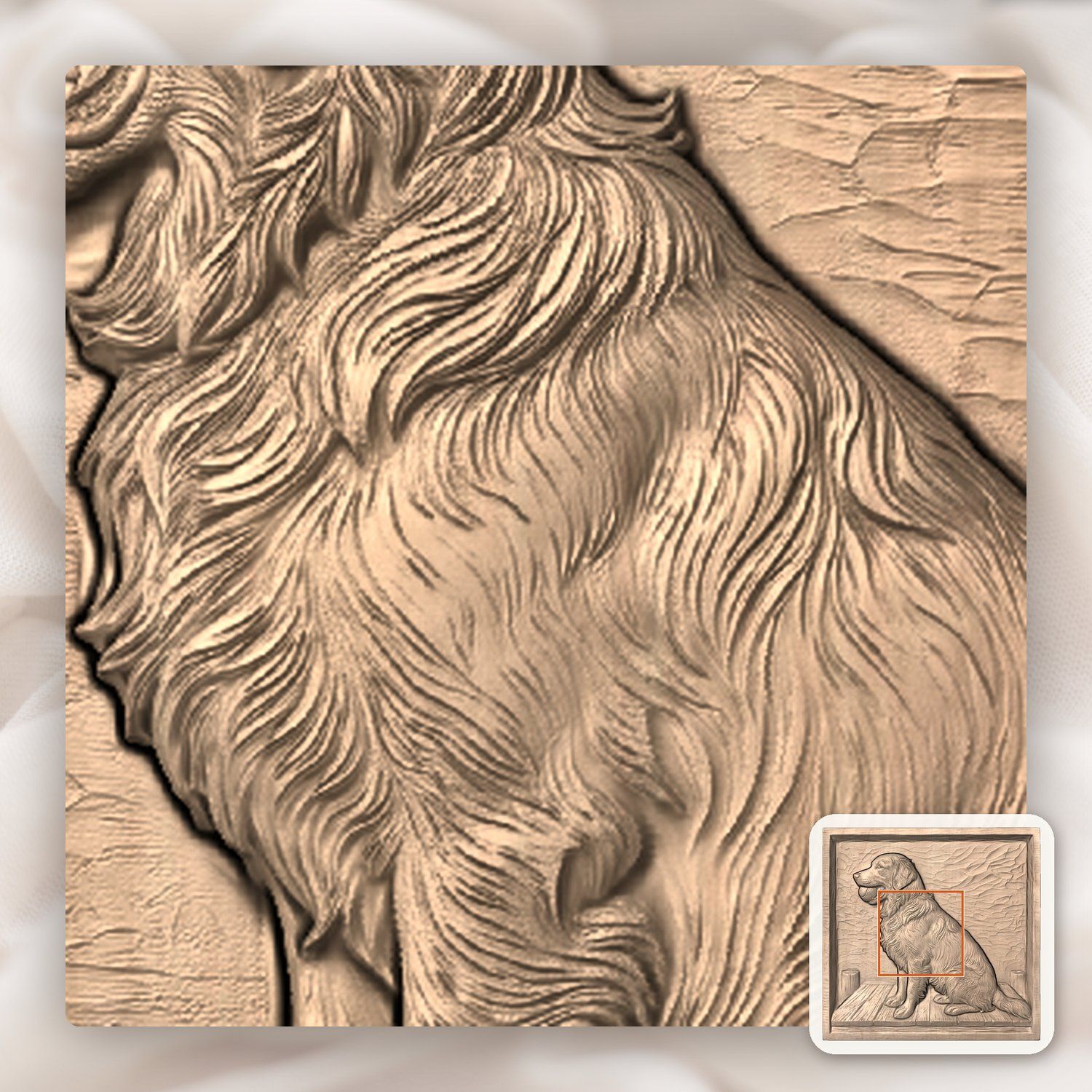 Golden Retriever Dog with Ball CNC Relief STL bas-relief STL — view 7