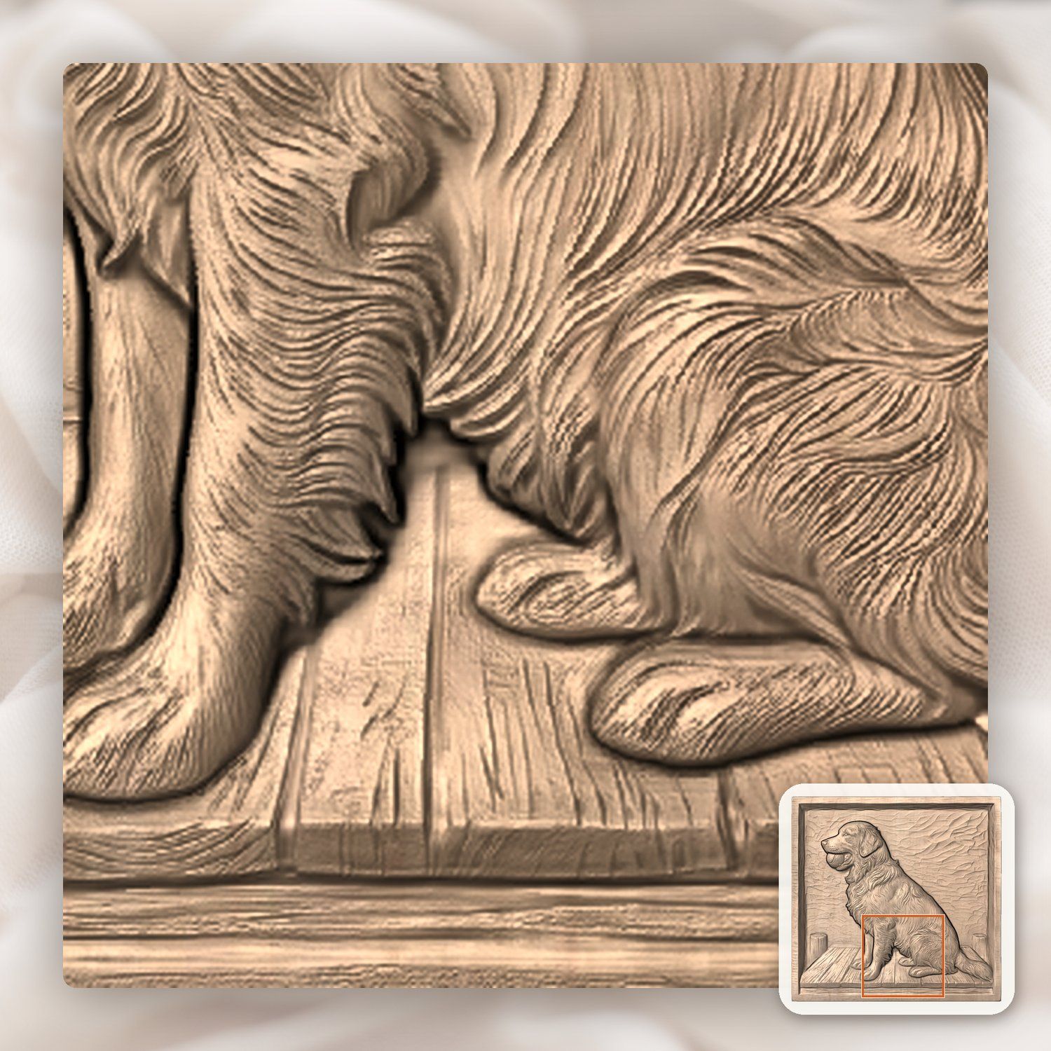 Golden Retriever Dog with Ball CNC Relief STL bas-relief STL — view 8