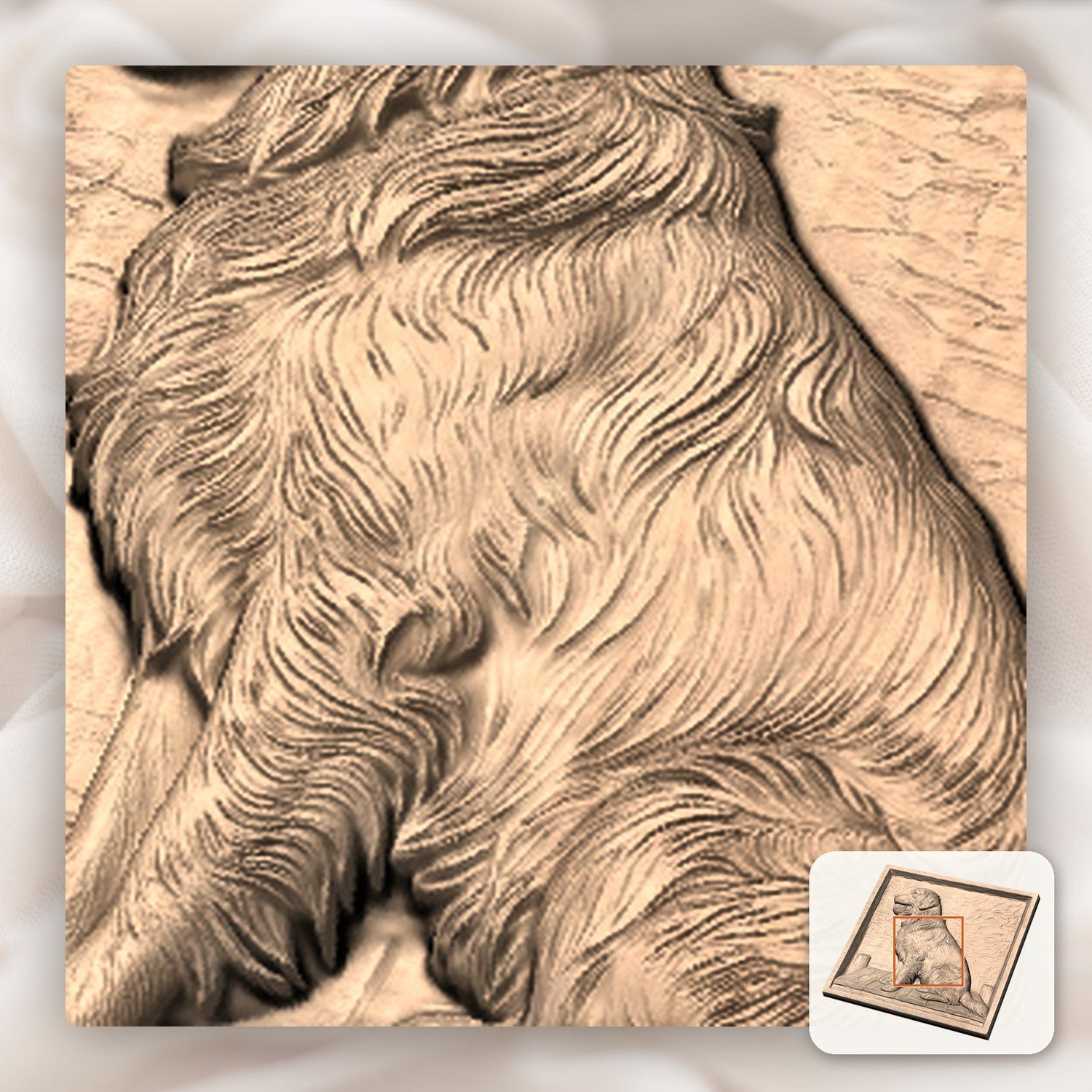 Golden Retriever Dog with Ball CNC Relief STL bas-relief STL — view 9