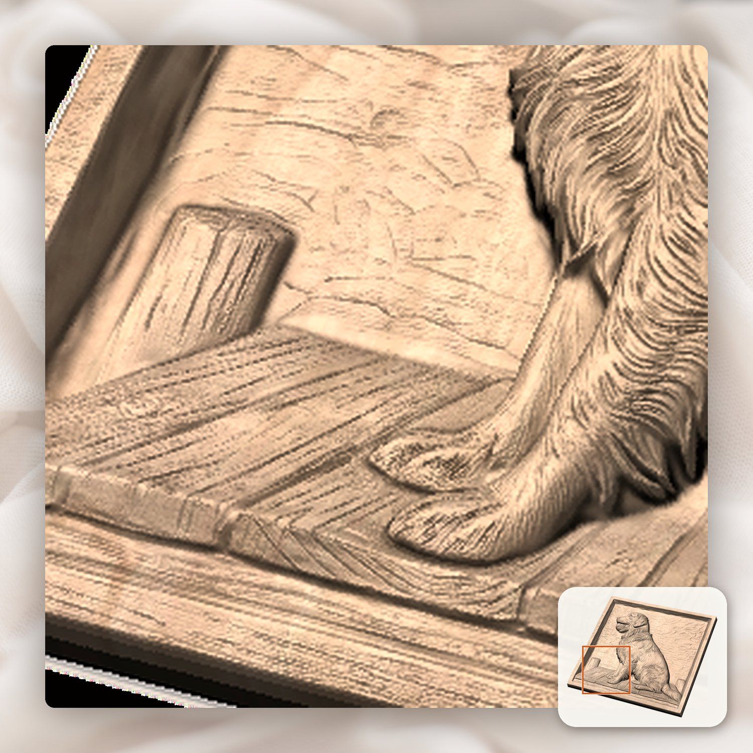 Golden Retriever Dog with Ball CNC Relief STL bas-relief STL — view 10