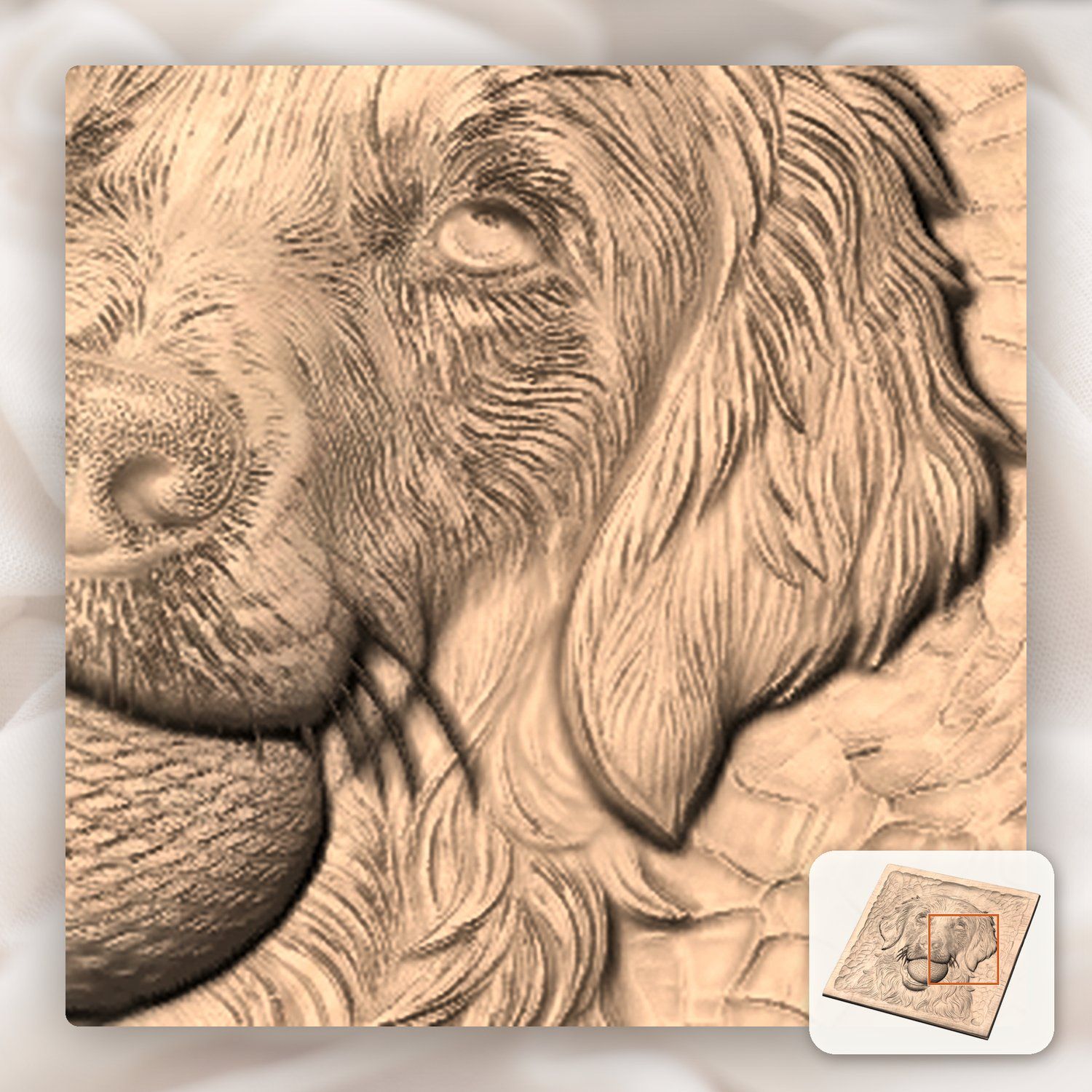 Golden Retriever Dog with Ball CNC Relief STL bas-relief STL — view 10