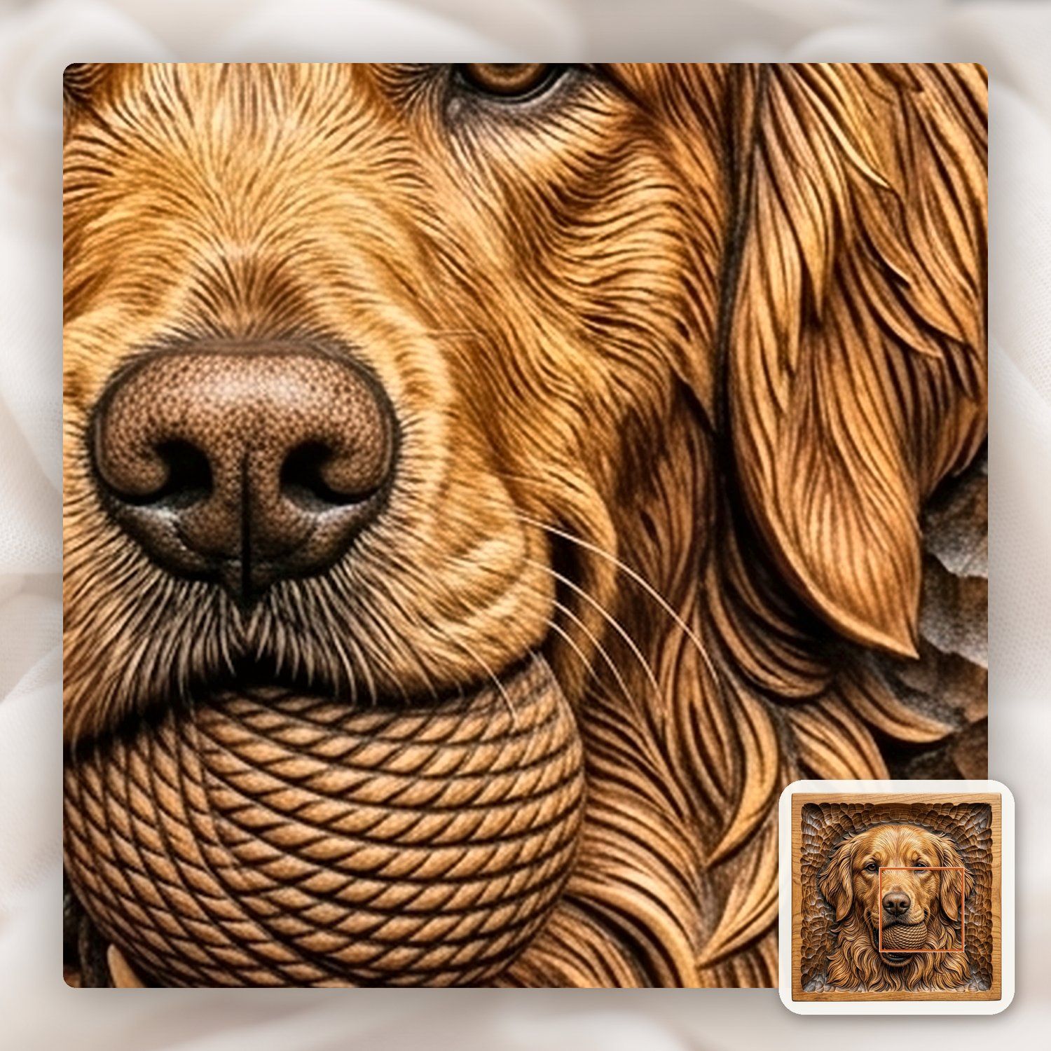 Golden Retriever Dog with Ball CNC Relief STL bas-relief STL — view 11