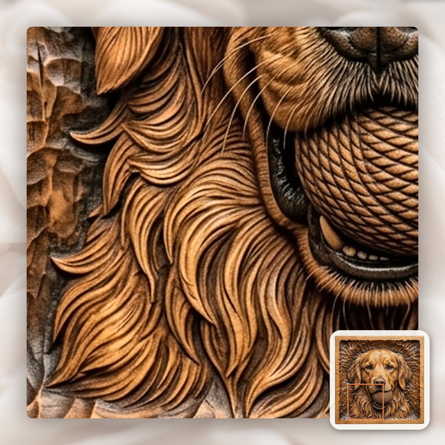 Golden Retriever Dog with Ball CNC Relief STL bas-relief STL — view 12