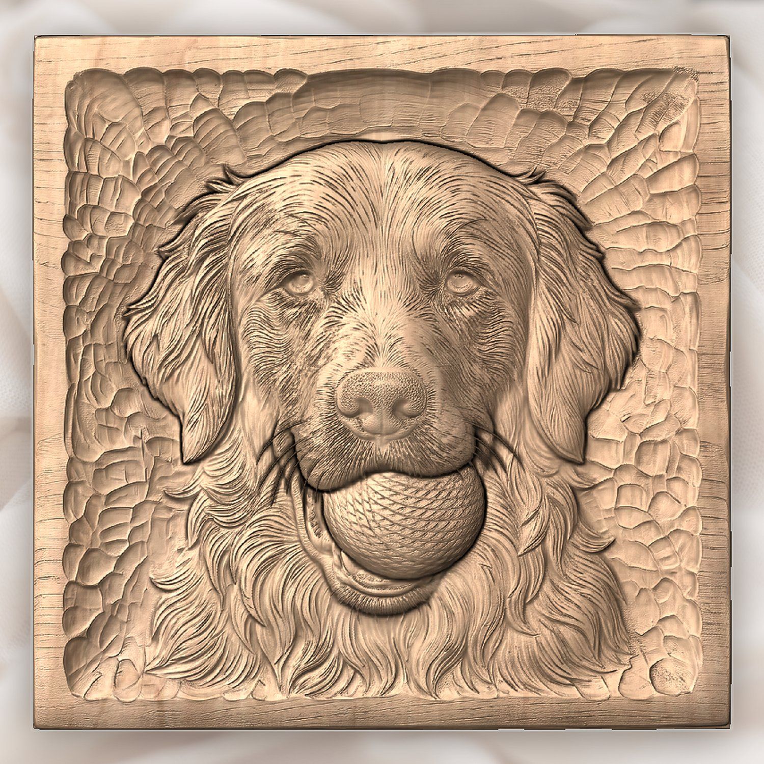 Golden Retriever Dog with Ball CNC Relief STL bas-relief STL — view 3