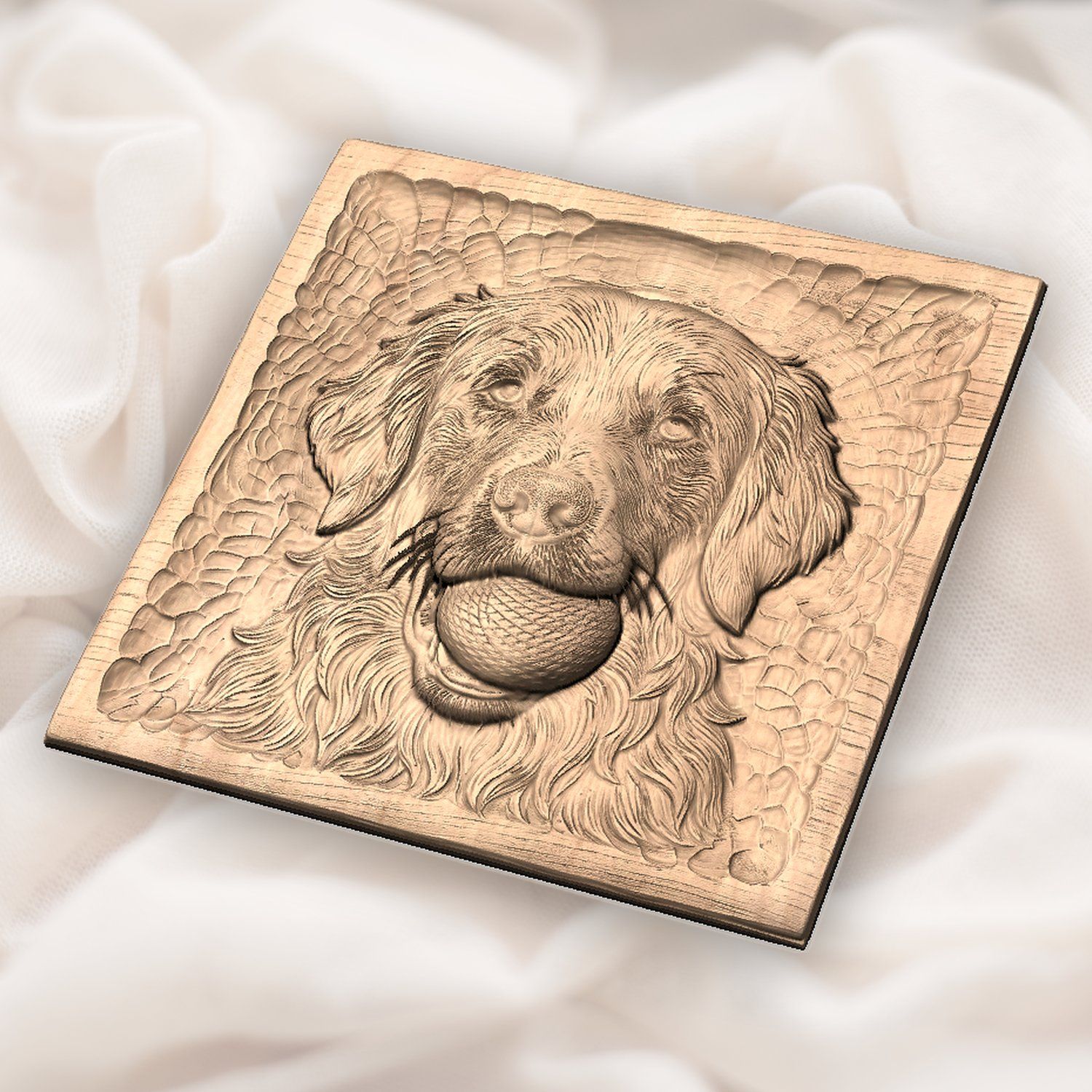 Golden Retriever Dog with Ball CNC Relief STL bas-relief STL — view 4
