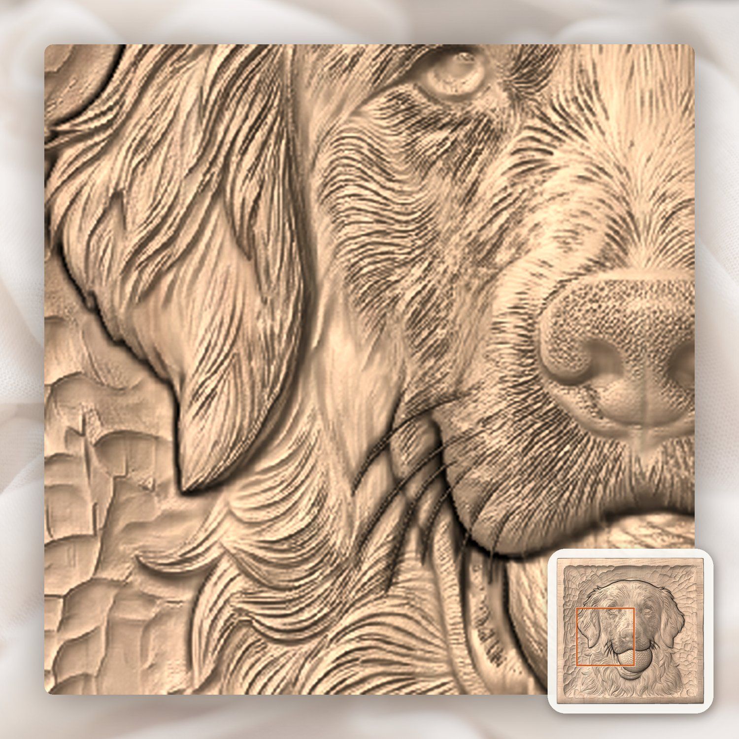Golden Retriever Dog with Ball CNC Relief STL bas-relief STL — view 7