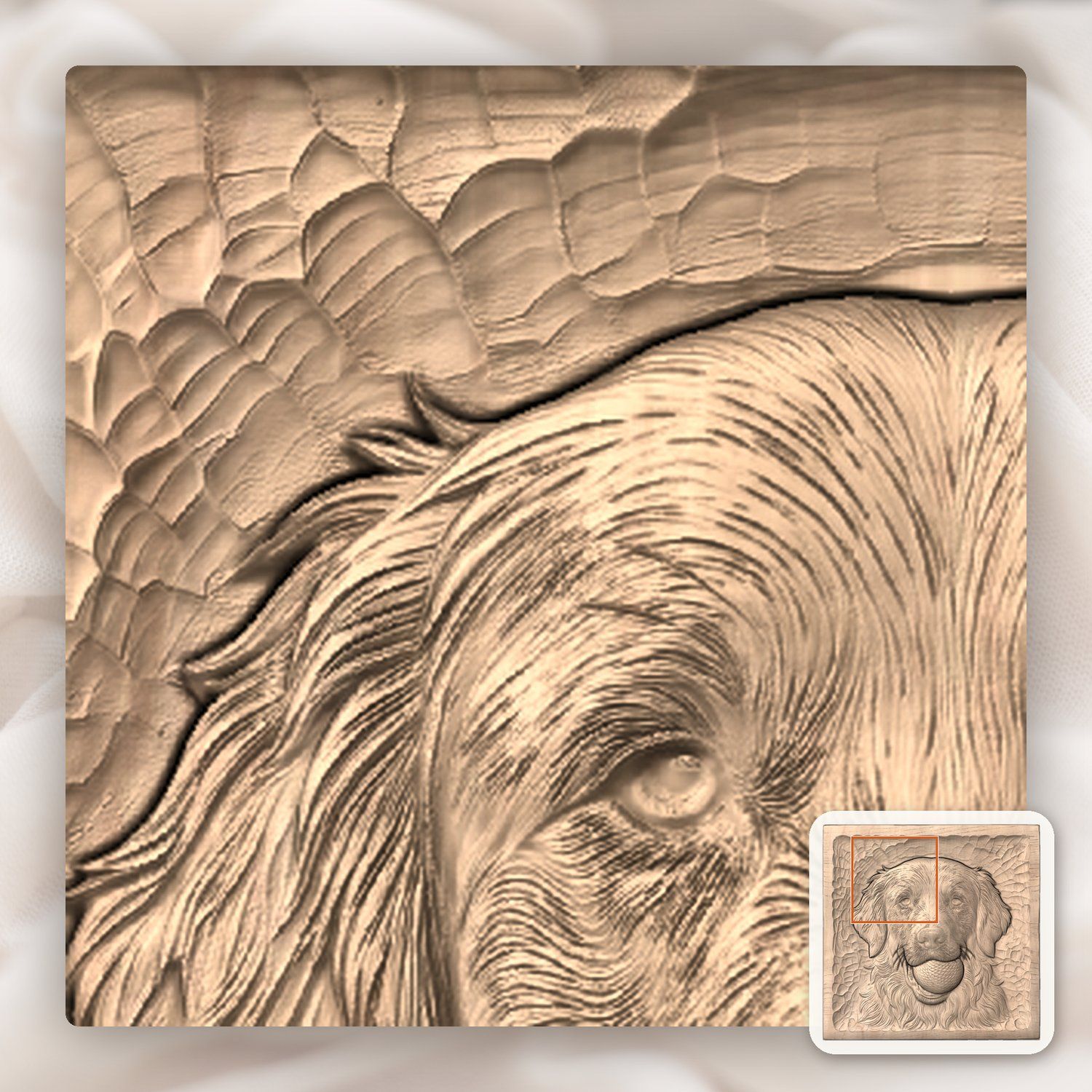 Golden Retriever Dog with Ball CNC Relief STL bas-relief STL — view 8