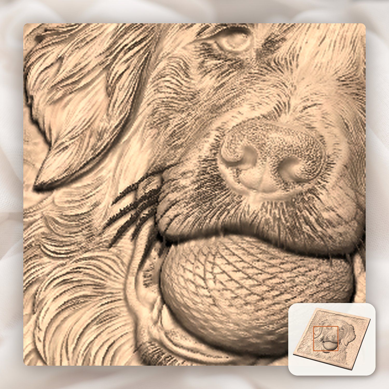 Golden Retriever Dog with Ball CNC Relief STL bas-relief STL — view 9