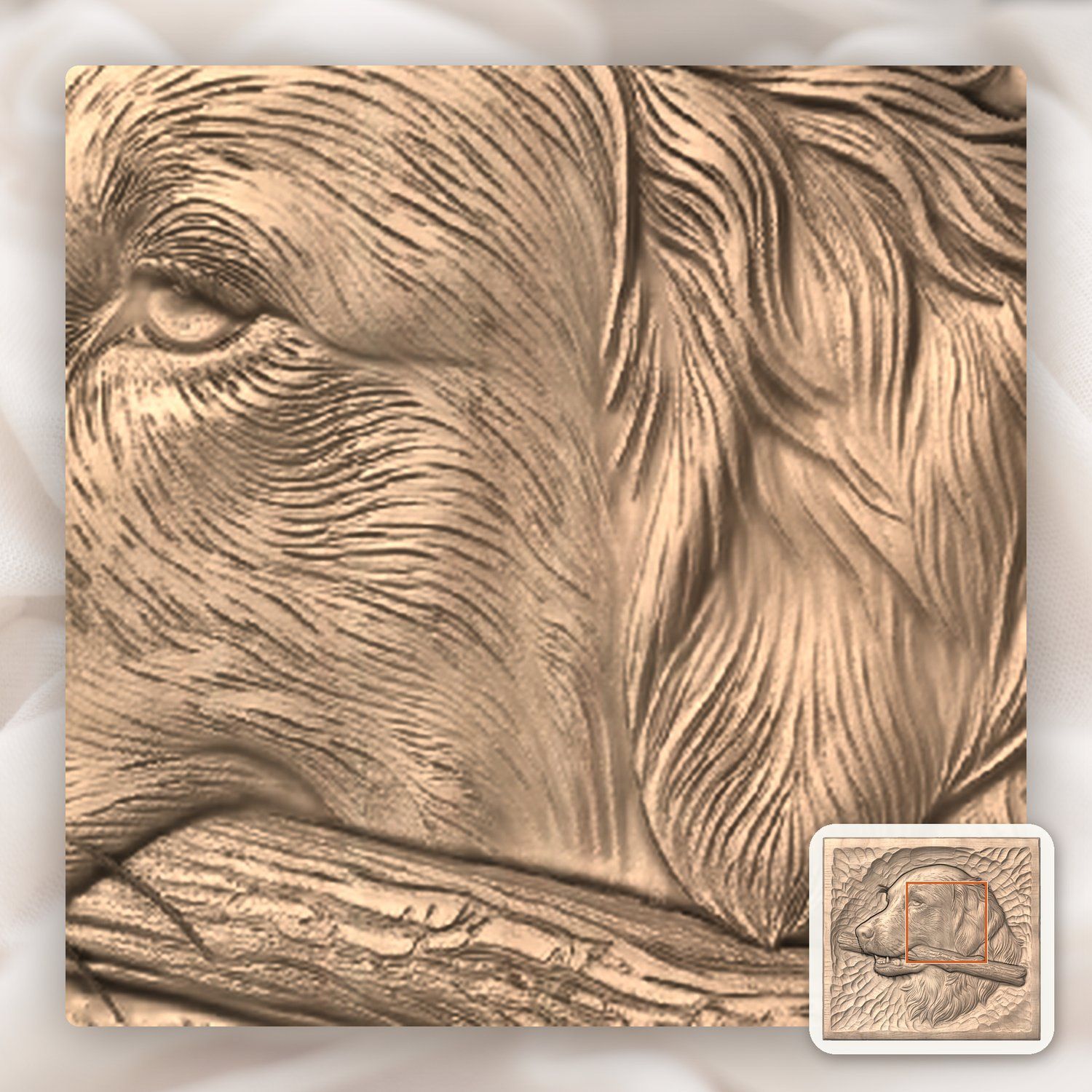 Golden Retriever Dog with Stick CNC Relief STL bas-relief STL — view 8