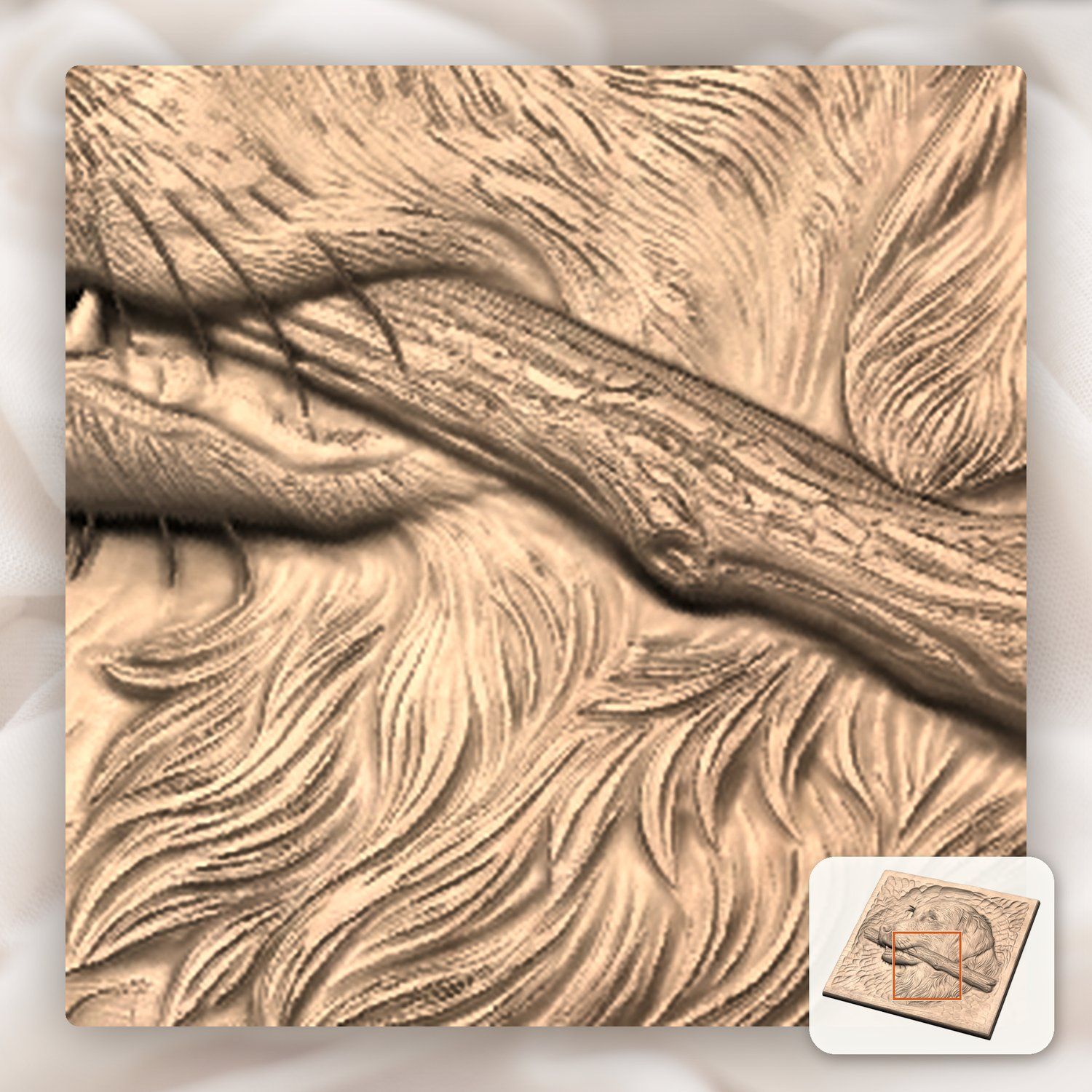 Golden Retriever Dog with Stick CNC Relief STL bas-relief STL — view 9