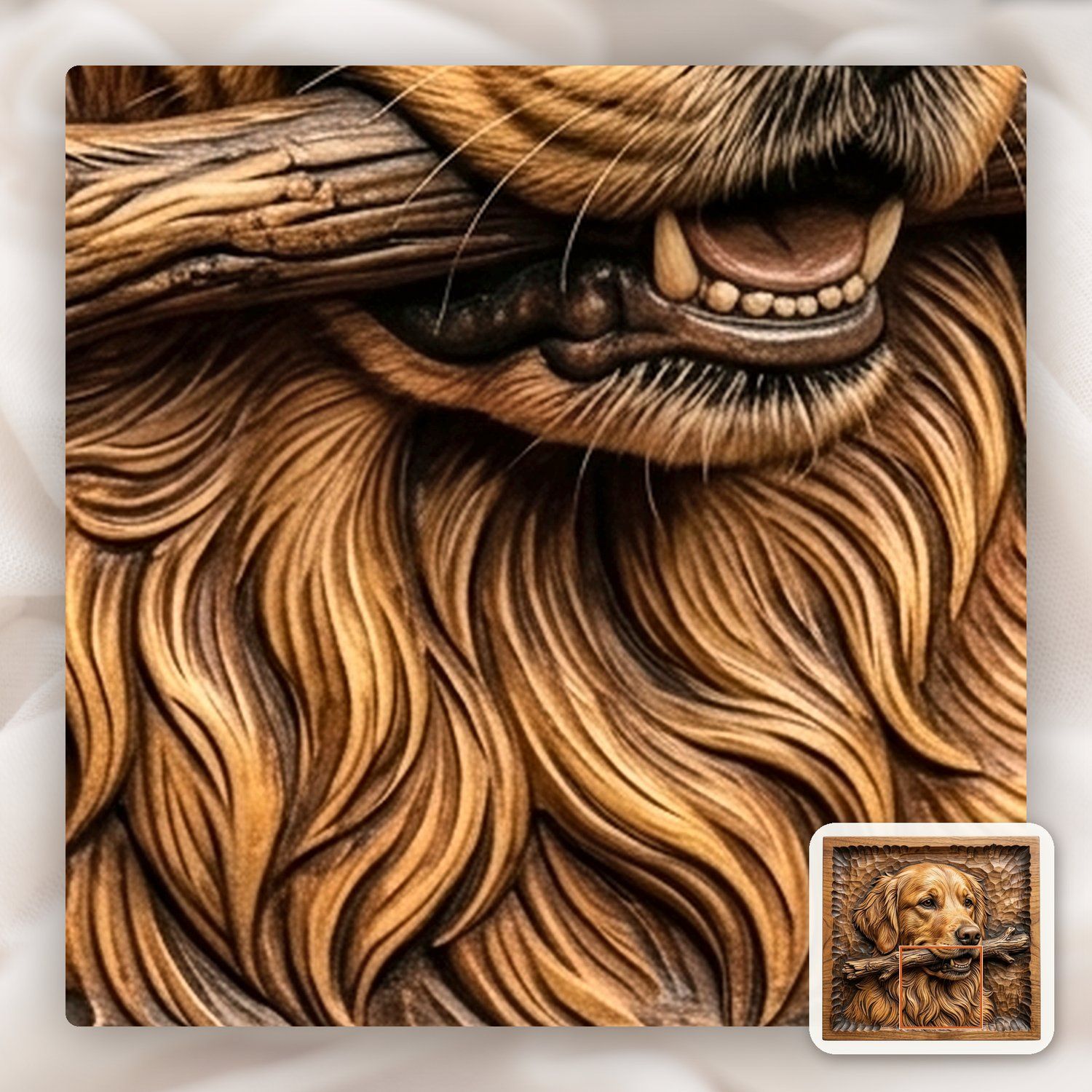 Golden Retriever Dog With Stick CNC Relief STL bas-relief STL — view 12