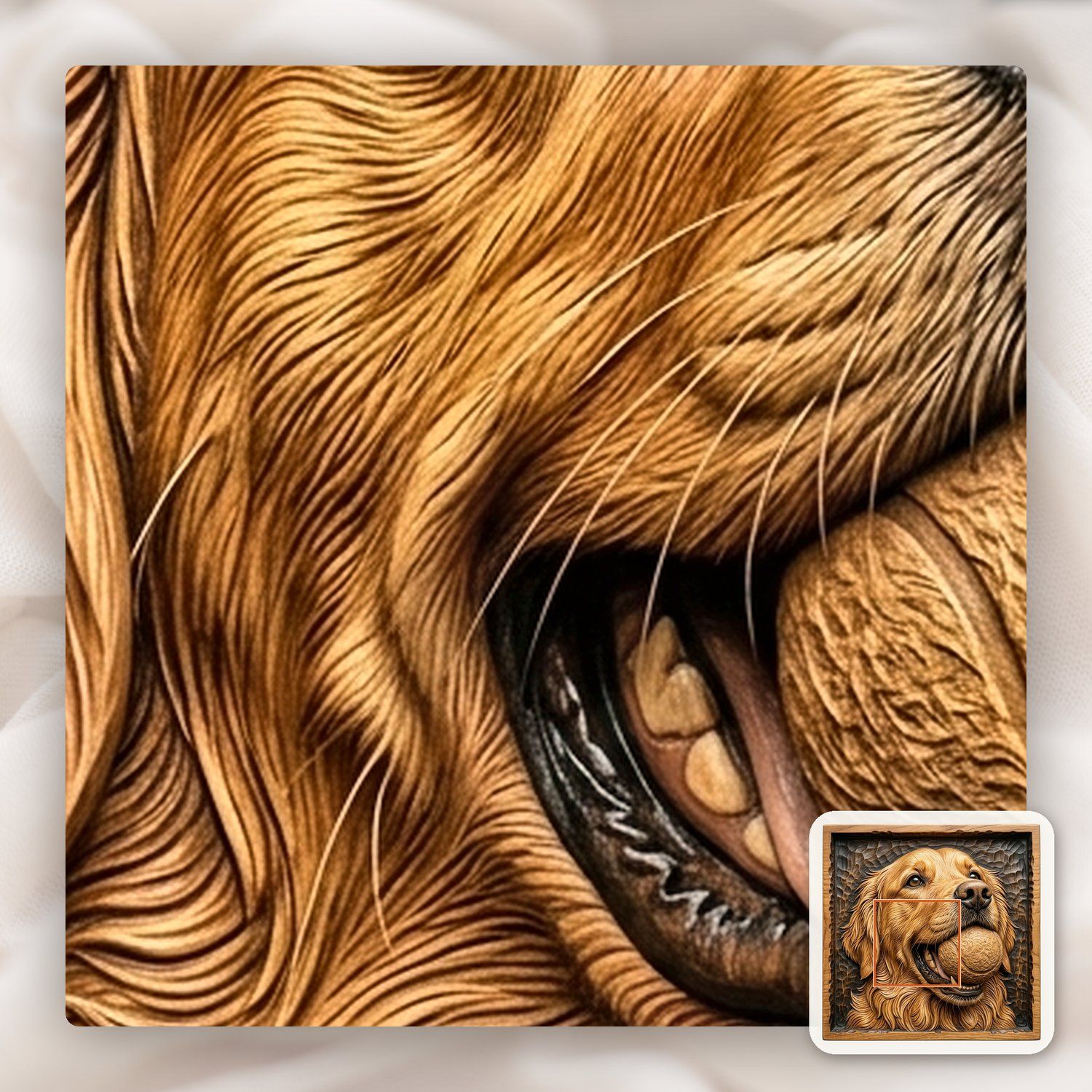 Golden Retriever Dog with Tennis Ball CNC Relief STL bas-relief STL — view 11