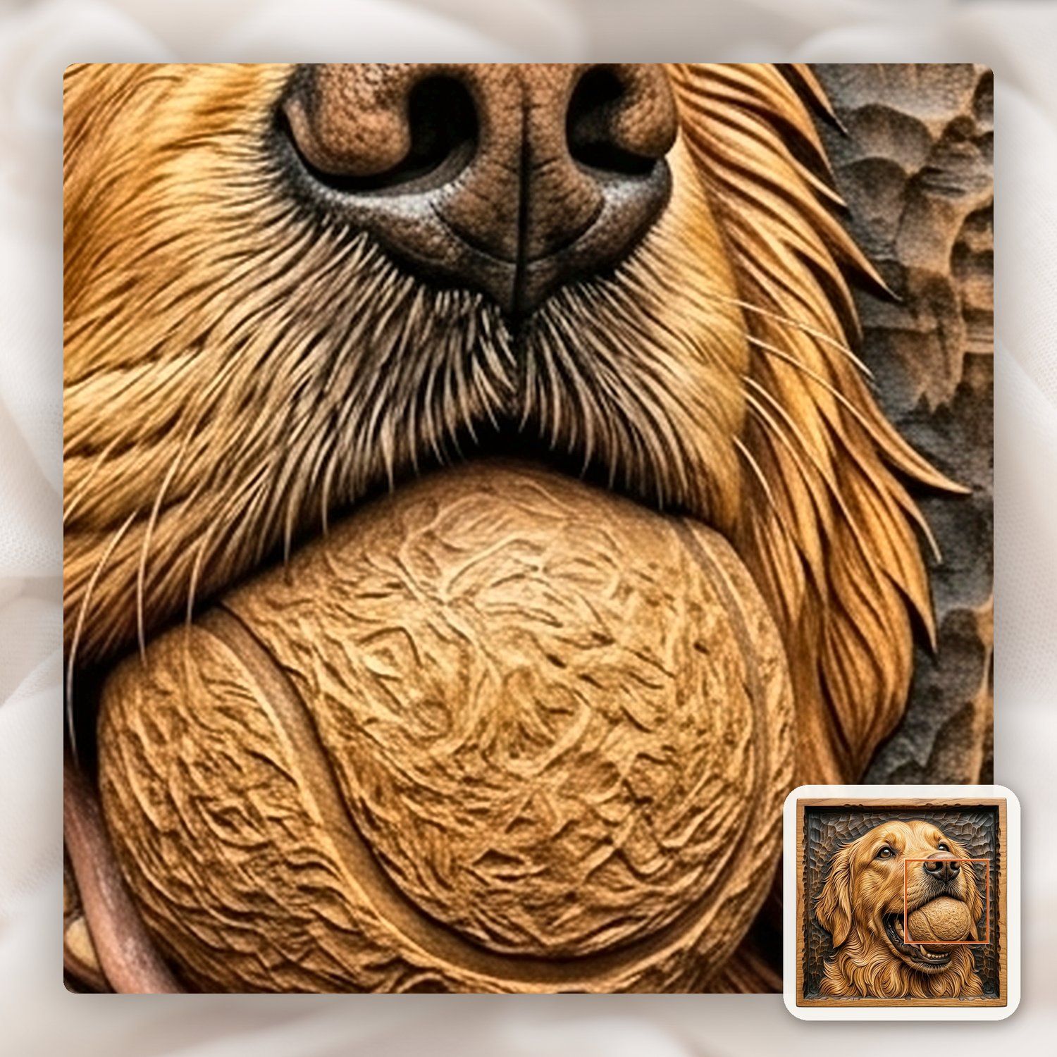 Golden Retriever Dog with Tennis Ball CNC Relief STL bas-relief STL — view 12