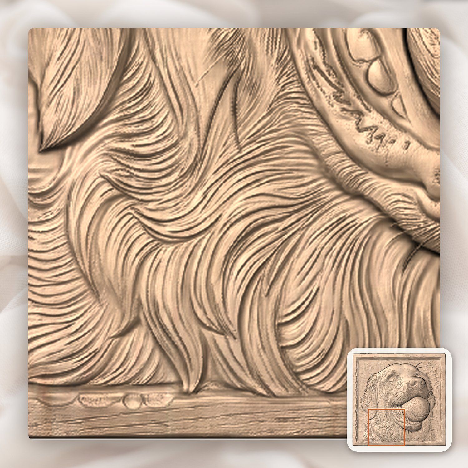 Golden Retriever Dog with Tennis Ball CNC Relief STL bas-relief STL — view 8