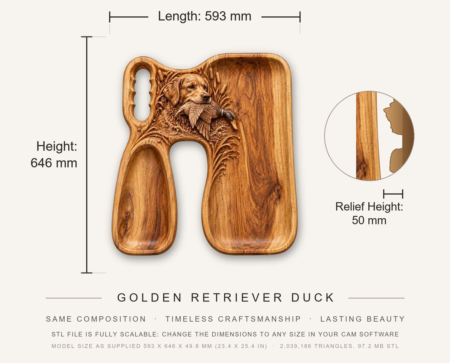 Golden Retriever Duck CNC Relief STL bas-relief STL — view 4