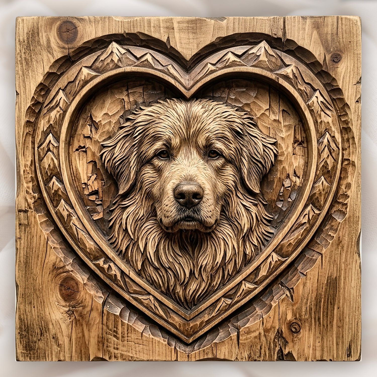 Golden Retriever Heart Mountain CNC Relief STL bas-relief STL design