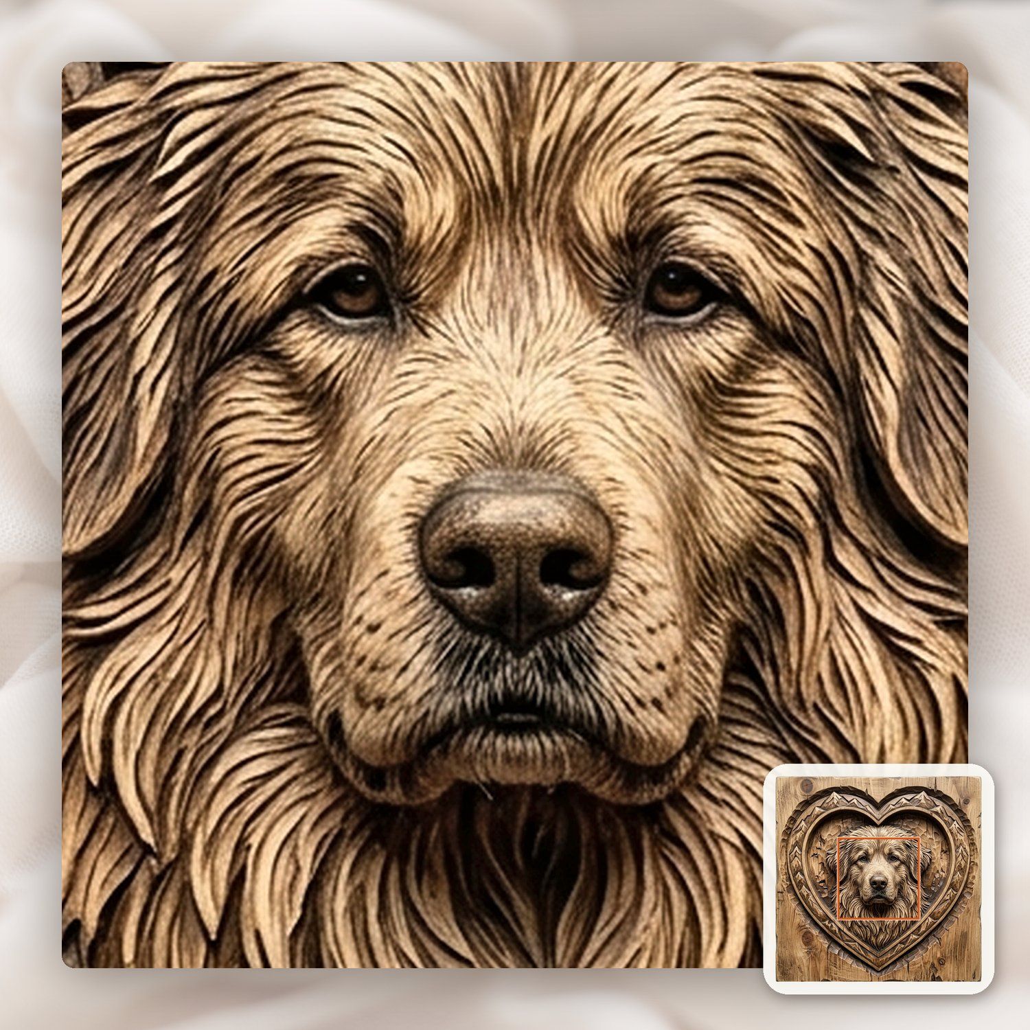 Golden Retriever Heart Mountain CNC Relief STL bas-relief STL — view 11