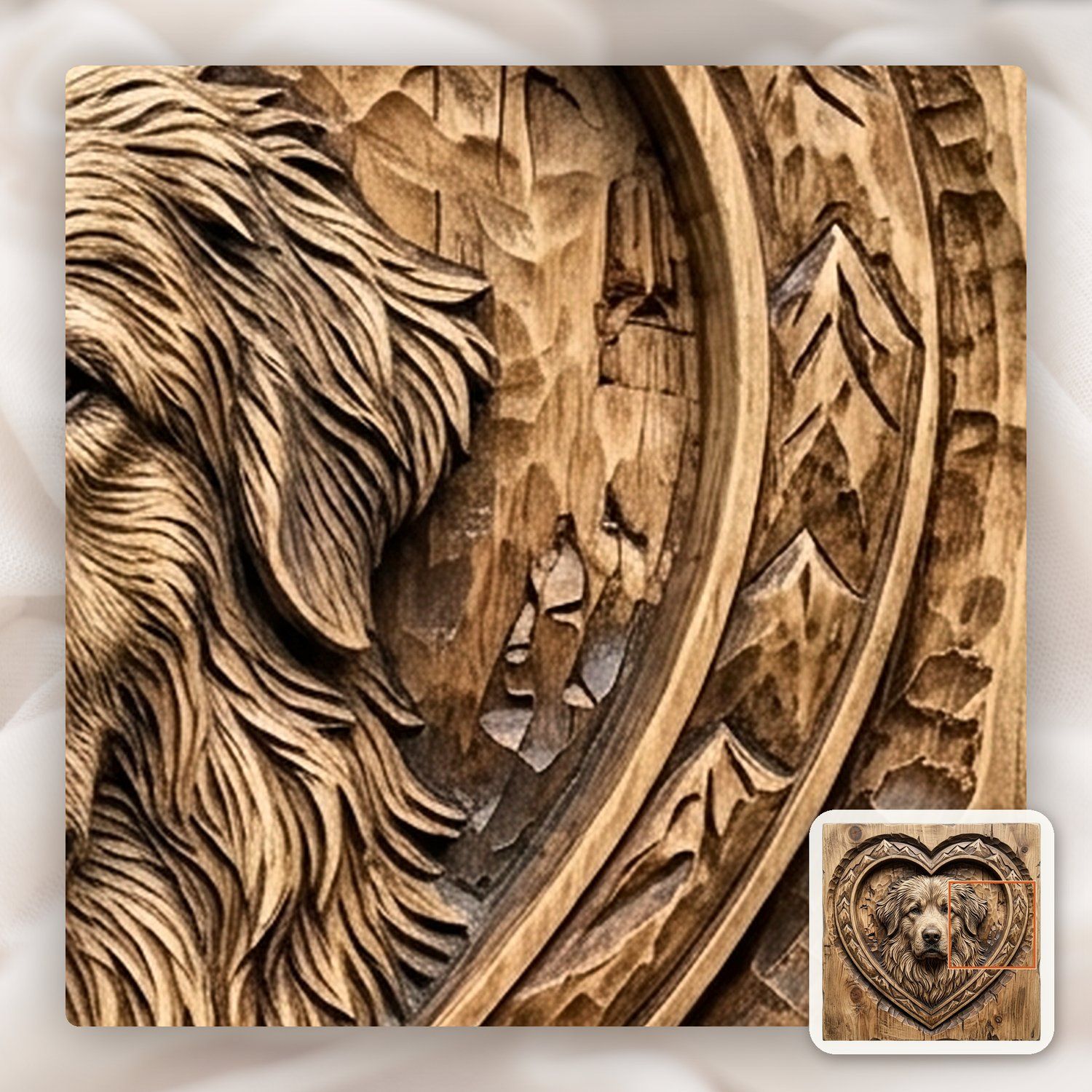 Golden Retriever Heart Mountain CNC Relief STL bas-relief STL — view 12