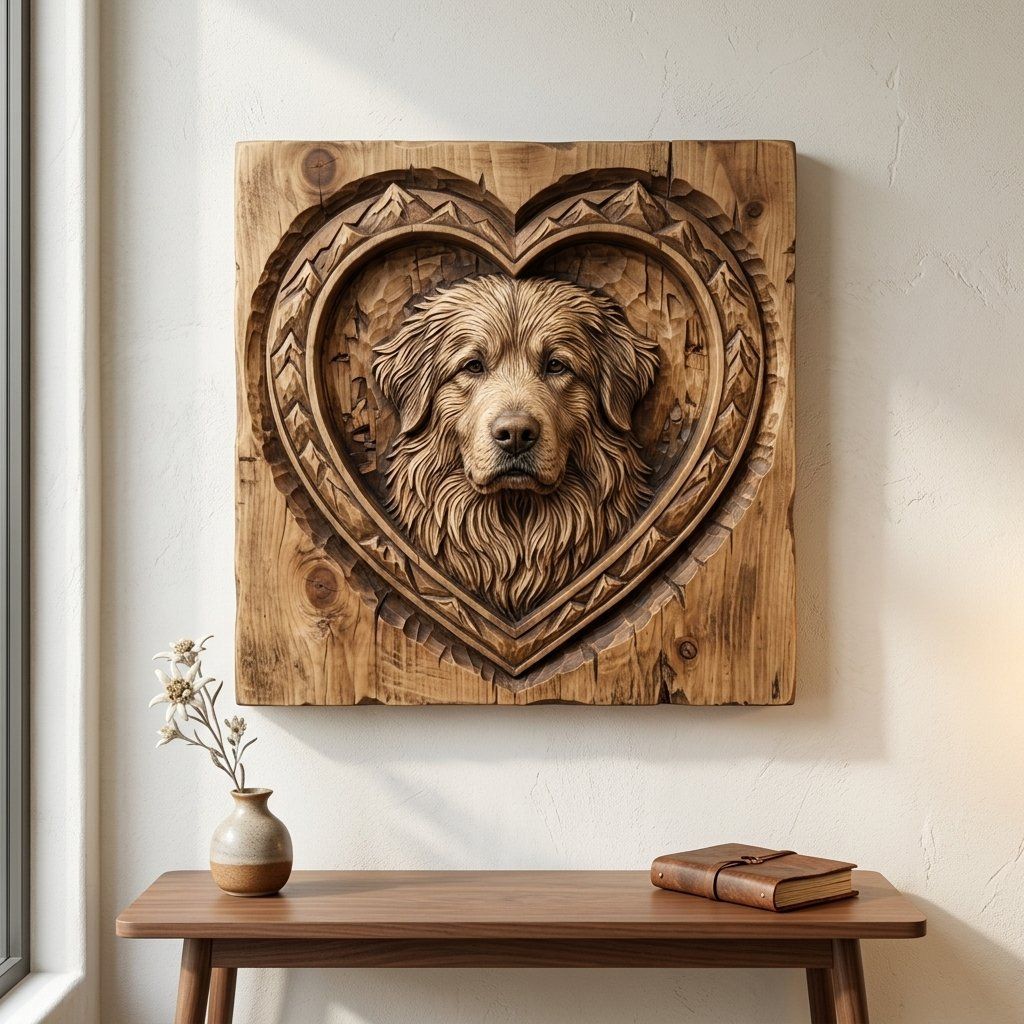 Golden Retriever Heart Mountain CNC Relief STL bas-relief STL — view 13