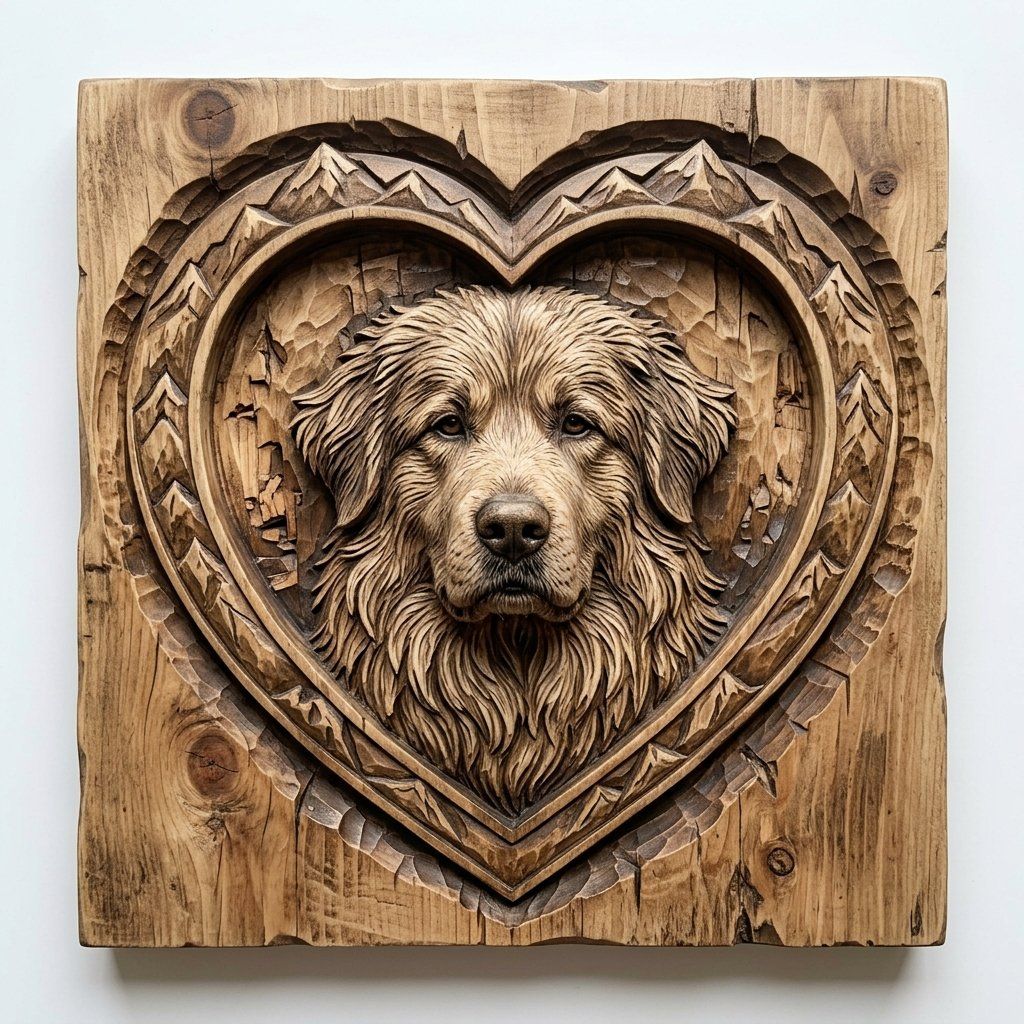 Golden Retriever Heart Mountain CNC Relief STL bas-relief STL — view 14