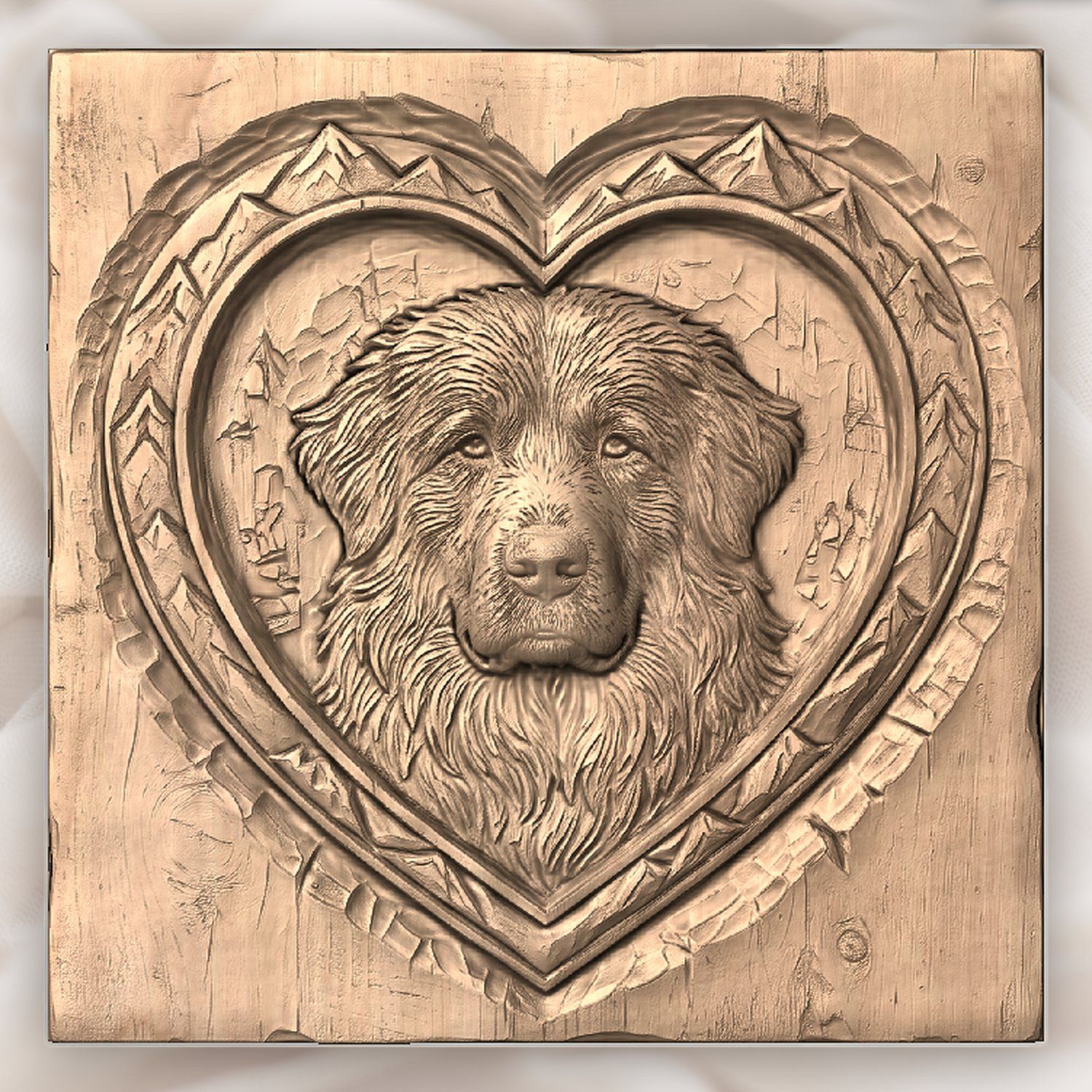 Golden Retriever Heart Mountain CNC Relief STL bas-relief STL — view 4