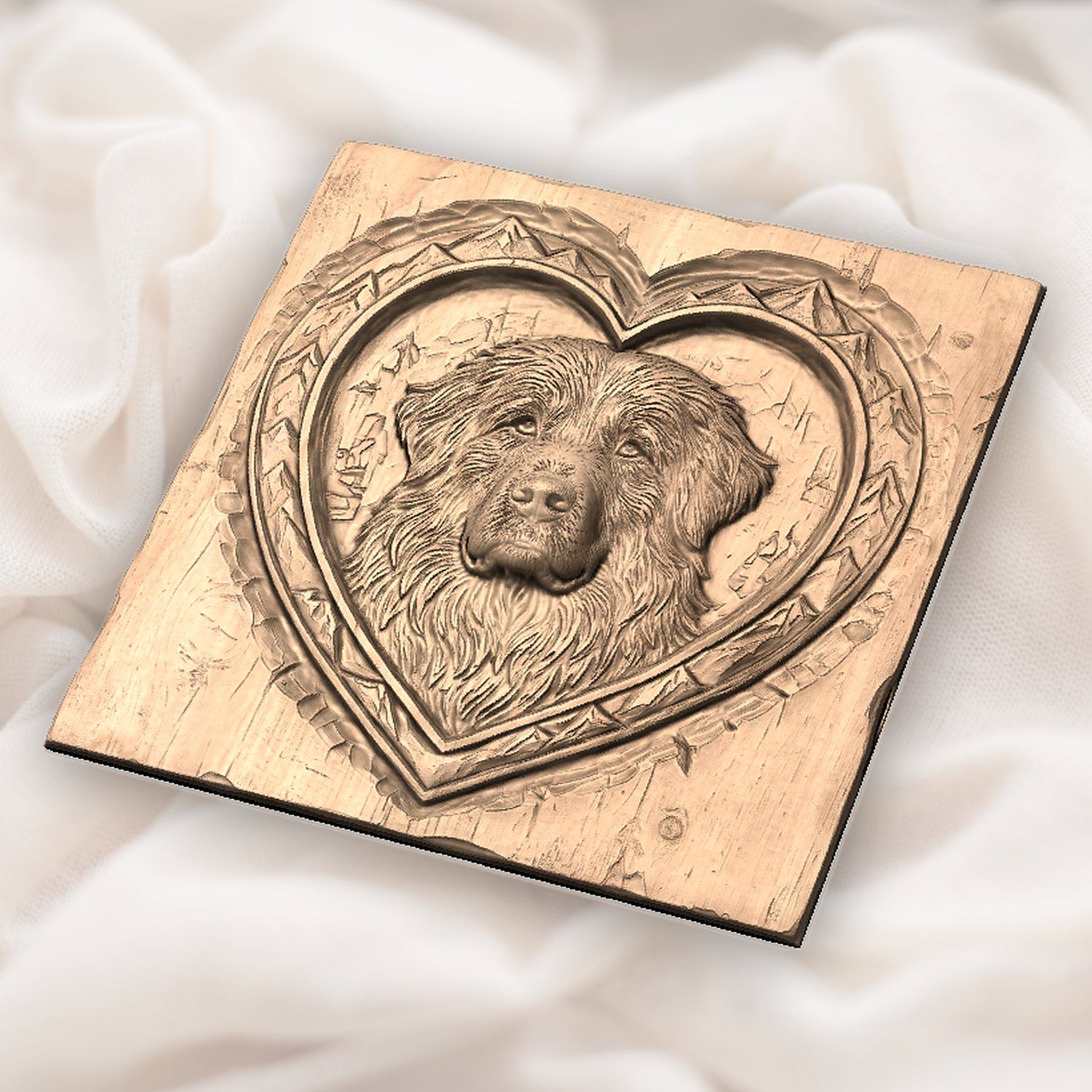Golden Retriever Heart Mountain CNC Relief STL bas-relief STL — view 5