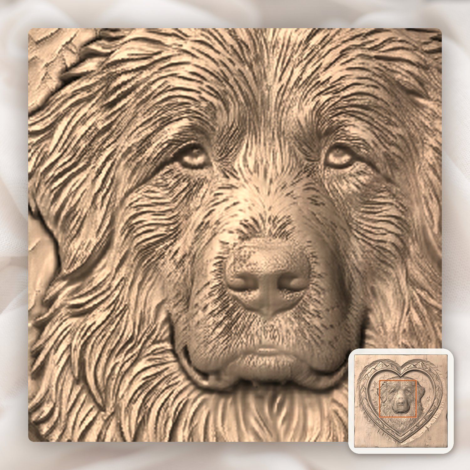 Golden Retriever Heart Mountain CNC Relief STL bas-relief STL — view 7