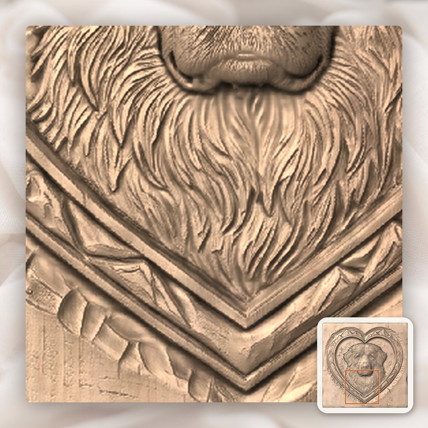 Golden Retriever Heart Mountain CNC Relief STL bas-relief STL — view 8