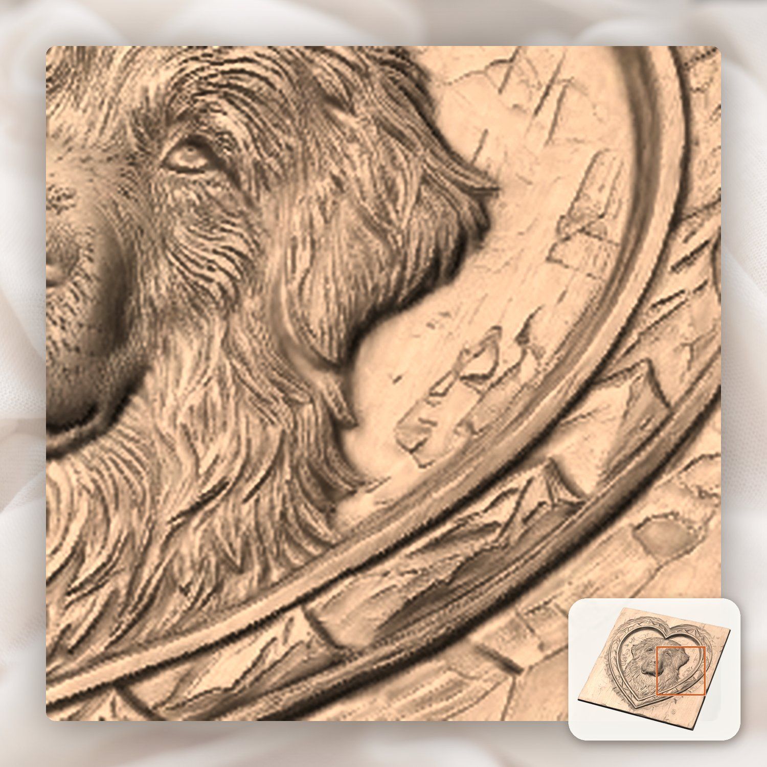 Golden Retriever Heart Mountain CNC Relief STL bas-relief STL — view 10