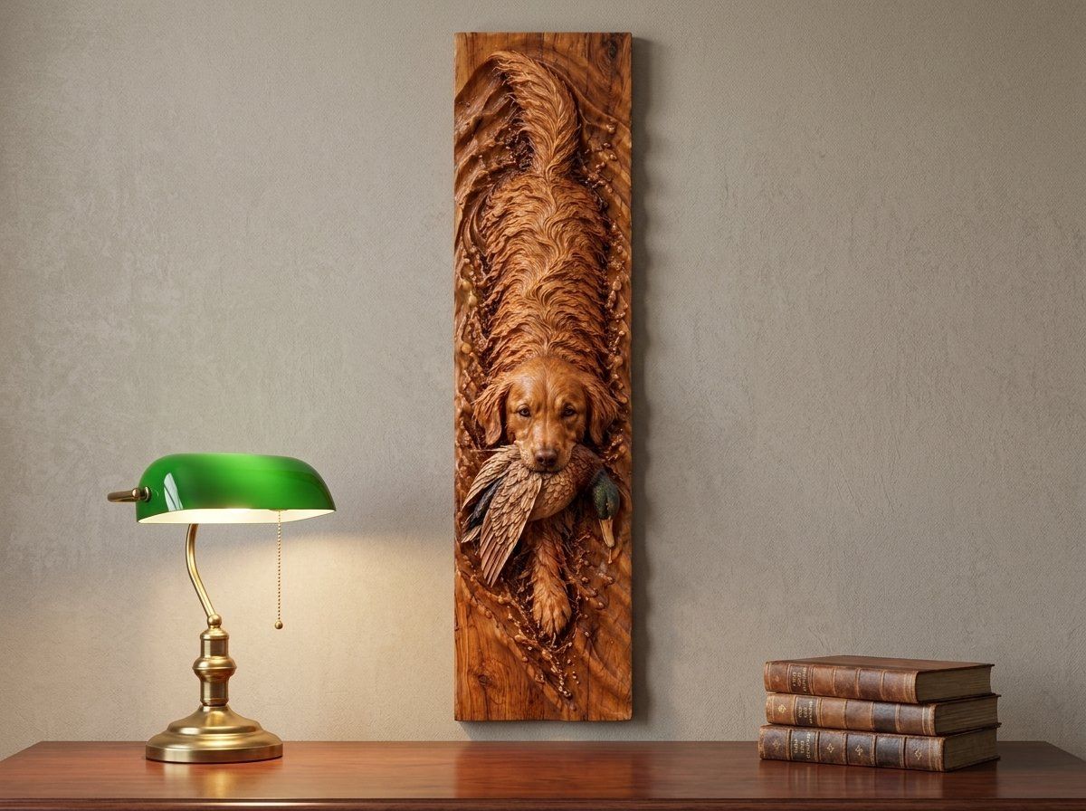 Golden Retriever Mallard Duck Hunting CNC Relief STL bas-relief STL — view 14
