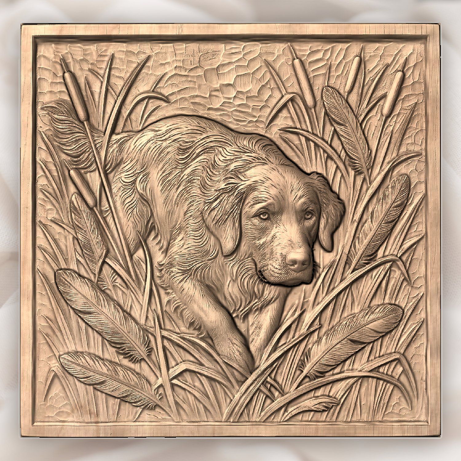 Golden Retriever Marsh Scene CNC Relief STL bas-relief STL — view 4