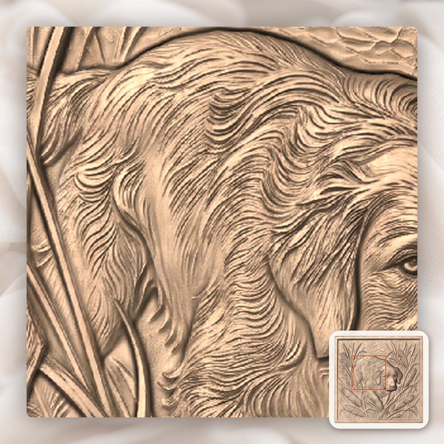 Golden Retriever Marsh Scene CNC Relief STL bas-relief STL — view 6