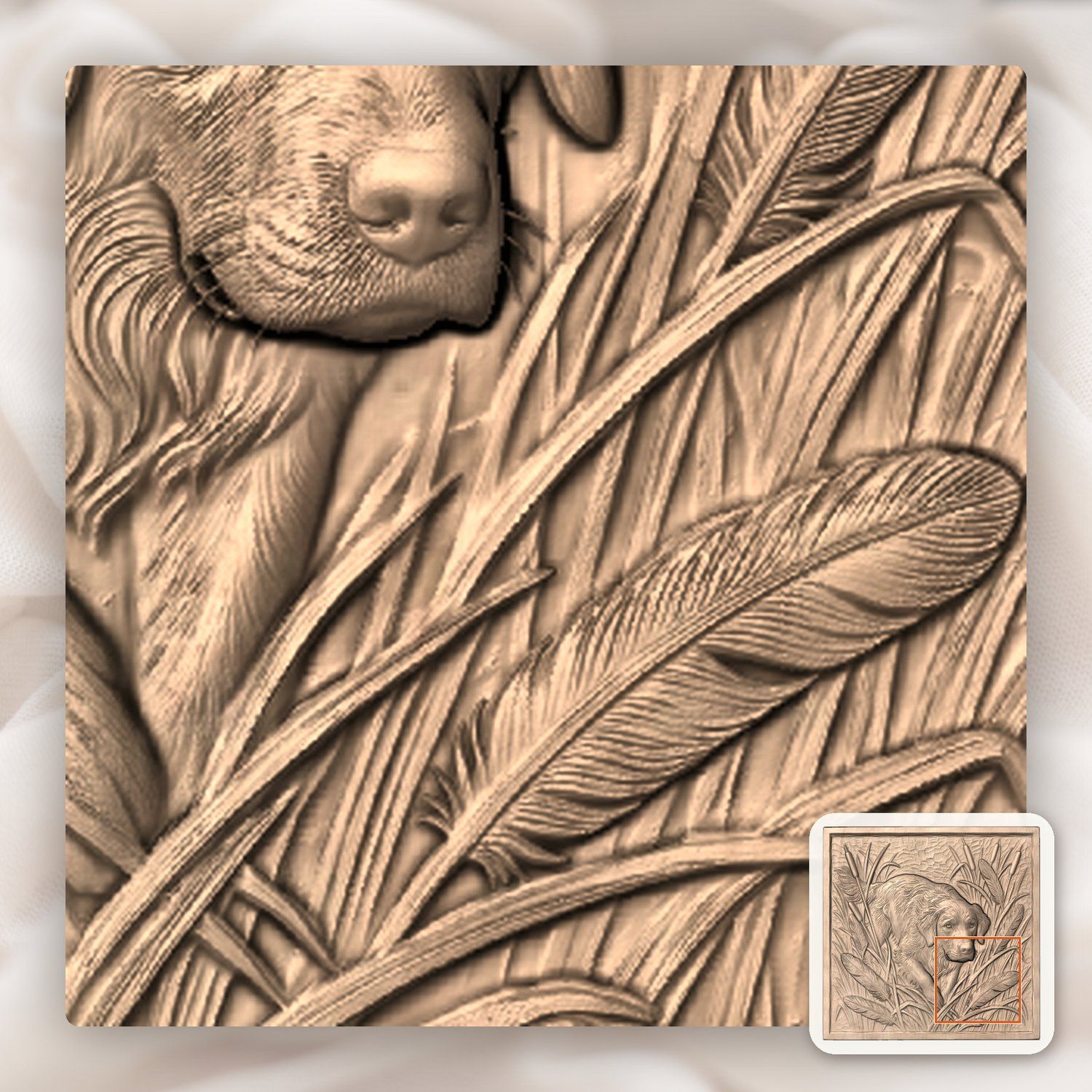 Golden Retriever Marsh Scene CNC Relief STL bas-relief STL — view 7