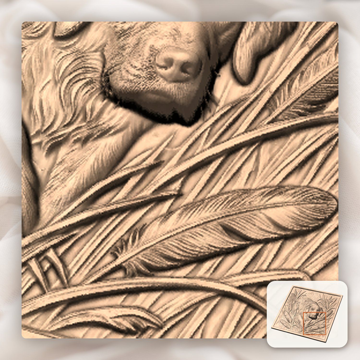 Golden Retriever Marsh Scene CNC Relief STL bas-relief STL — view 8