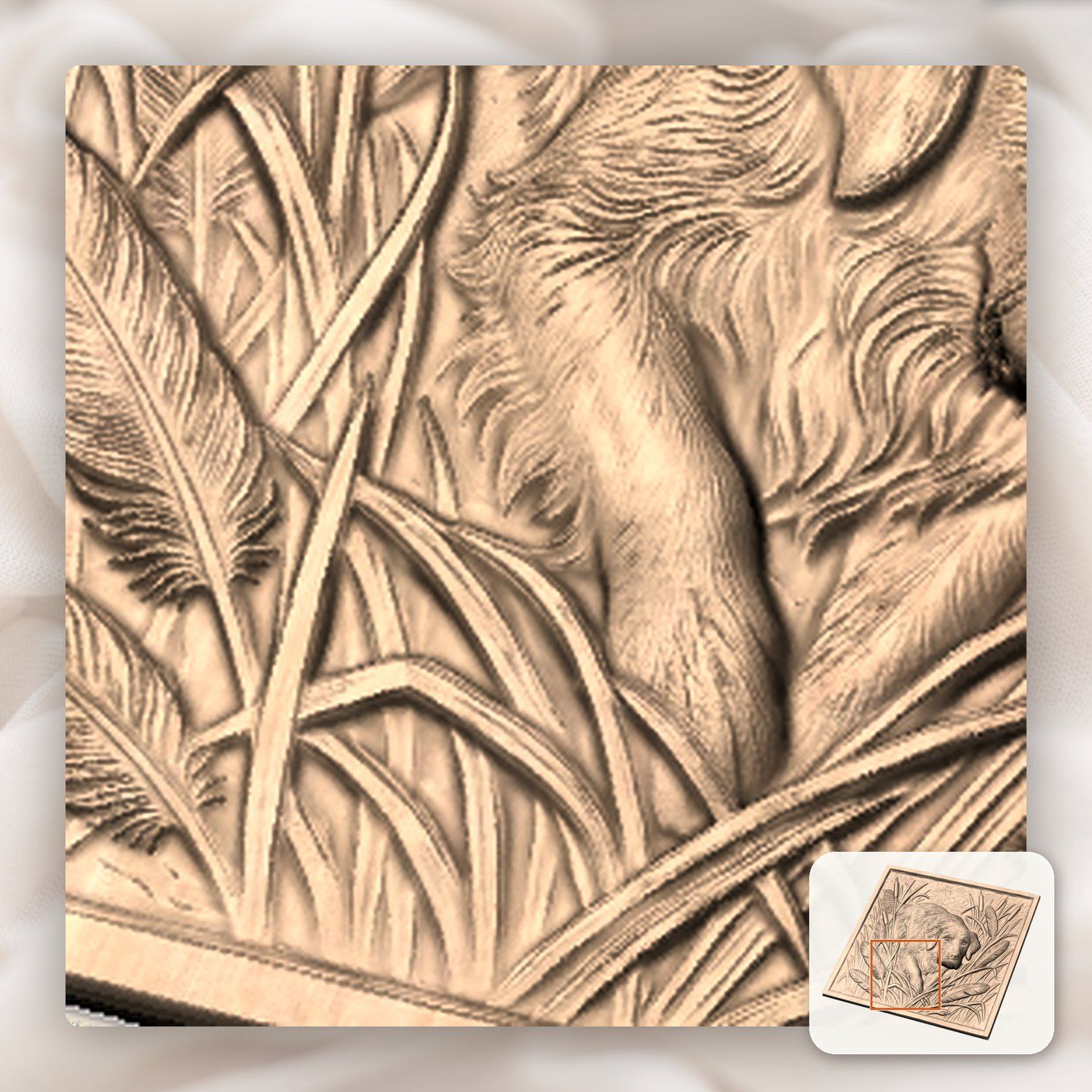 Golden Retriever Marsh Scene CNC Relief STL bas-relief STL — view 9
