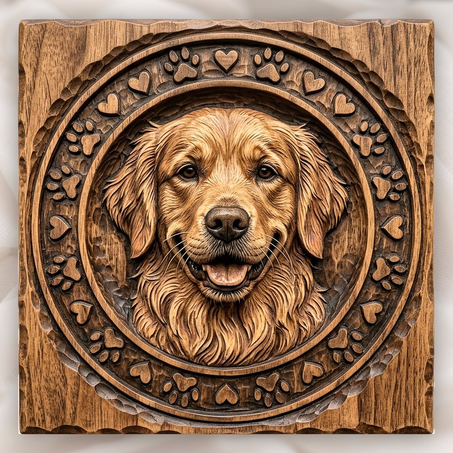 Golden Retriever Pet Portrait CNC Relief STL bas-relief STL design