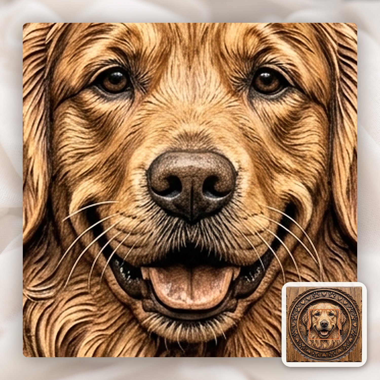Golden Retriever Pet Portrait CNC Relief STL bas-relief STL — view 11